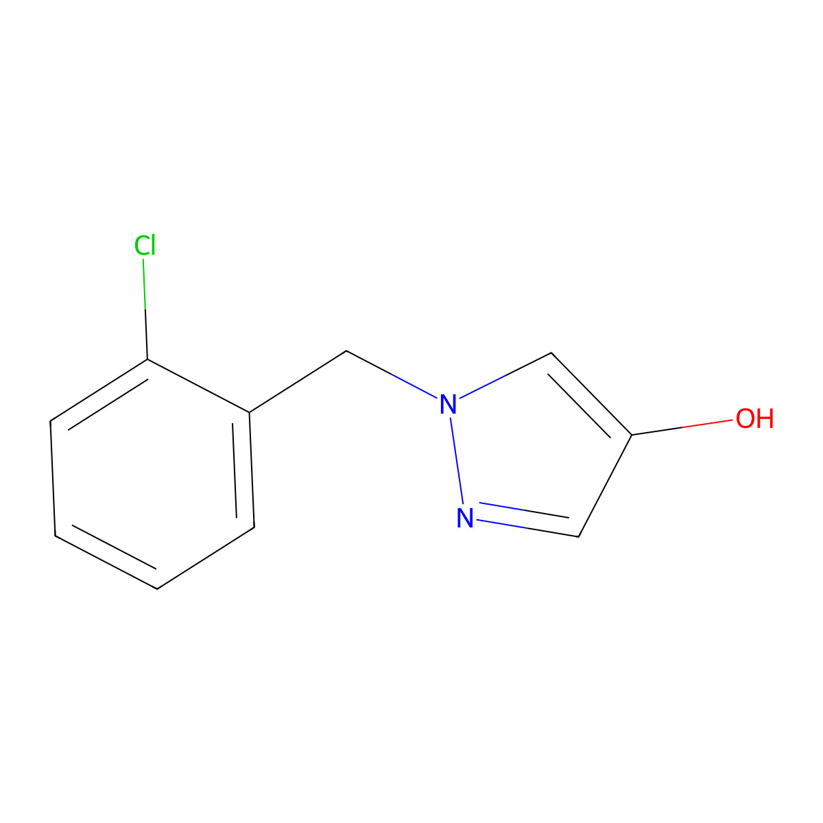 1-((2-chlorophenyl)methyl)-1H-pyrazol-4-ol molecular structure, CAS 1592296-18-8
