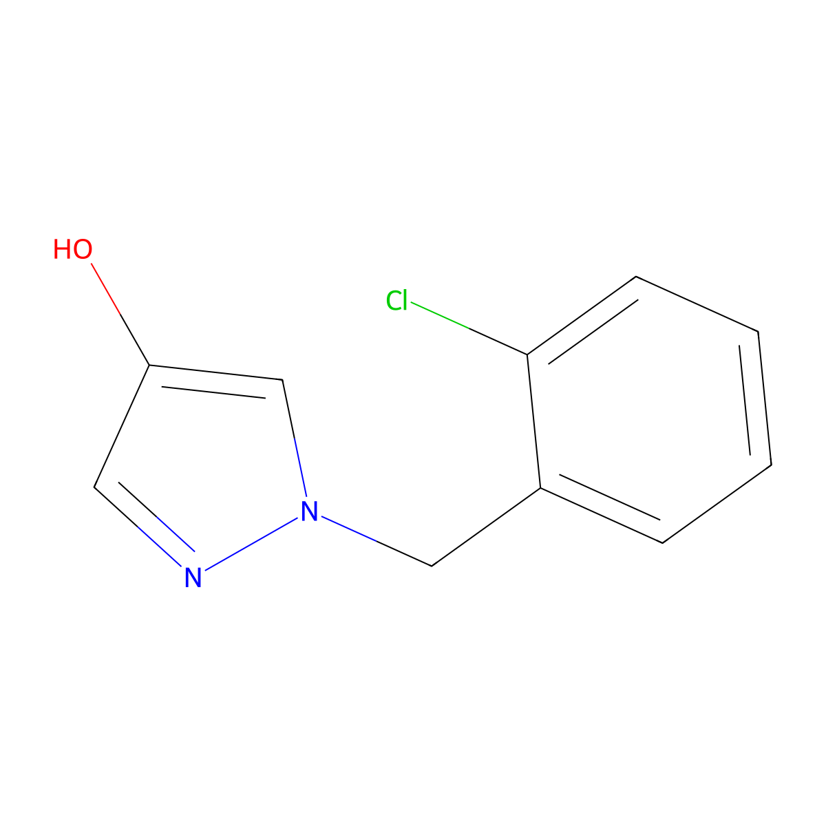 1-((2-chlorophenyl)methyl)-1H-pyrazol-4-ol molecular structure, CAS 1592296-18-8