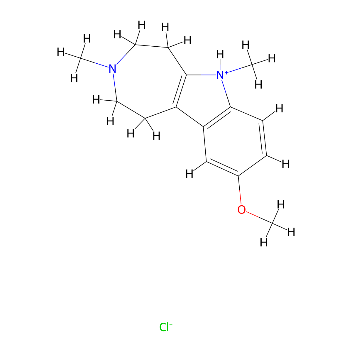 Azepino(4,5-b)indole, 1,2,3,4,5,6-hexahydro-9-methoxy-3,6-dimethyl-, monohydrochloride molecular structure, CAS 15923-06-5