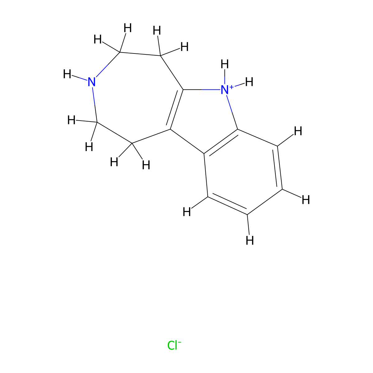 Azepino(4,5-b)indole, 1,2,3,4,5,6-hexahydro-, hydrochloride (1:1) molecular structure, CAS 15923-41-8