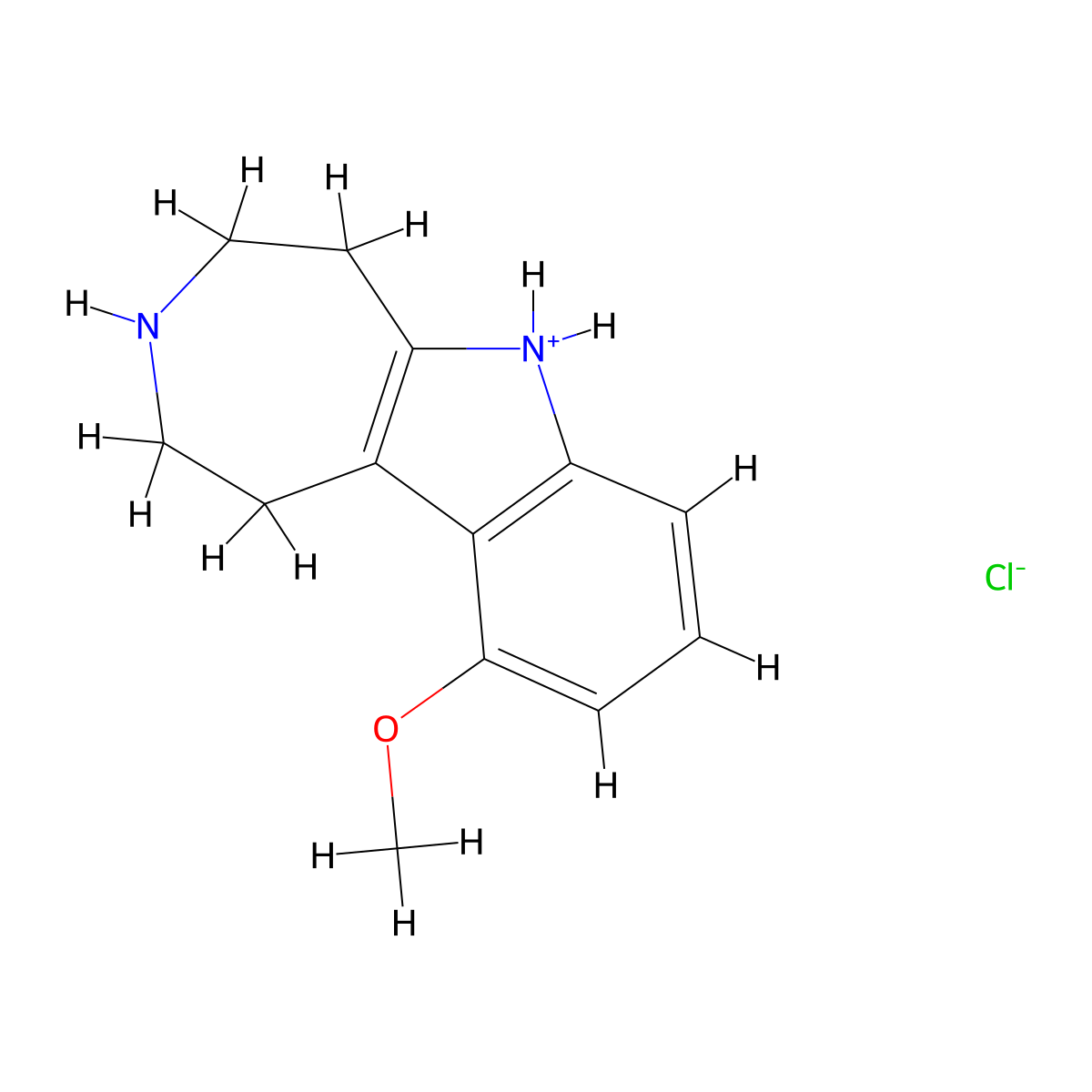 Azepino(4,5-b)indole, 1,2,3,4,5,6-hexahydro-10-methoxy-, monohydrochloride molecular structure, CAS 15923-44-1