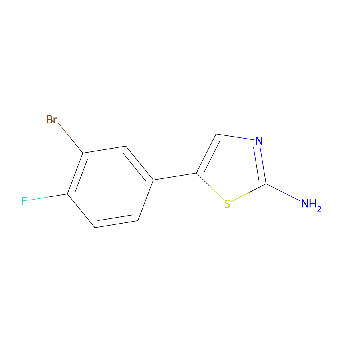 5-(3-Bromo-4-fluorophenyl)thiazol-2-amine molecular structure, CAS 1592317-14-0