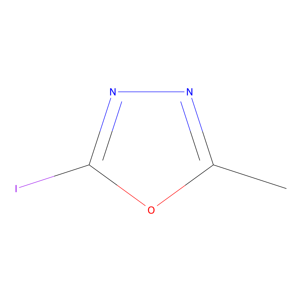 2-Iodo-5-methyl-1,3,4-oxadiazole molecular structure, CAS 1592334-67-2