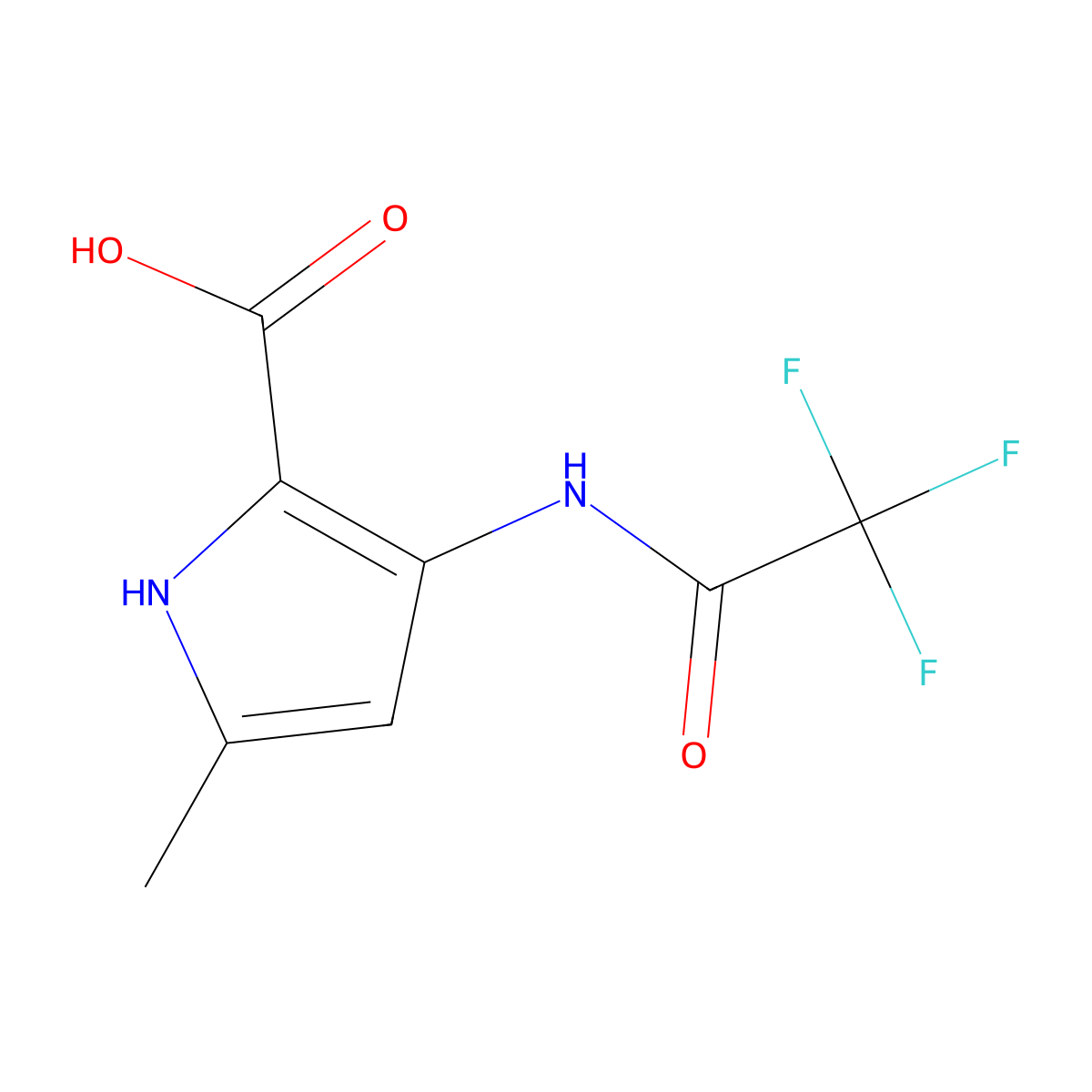 5-methyl-3-(trifluoroacetamido)-1H-pyrrole-2-carboxylic acid molecular structure, CAS 1592337-75-1