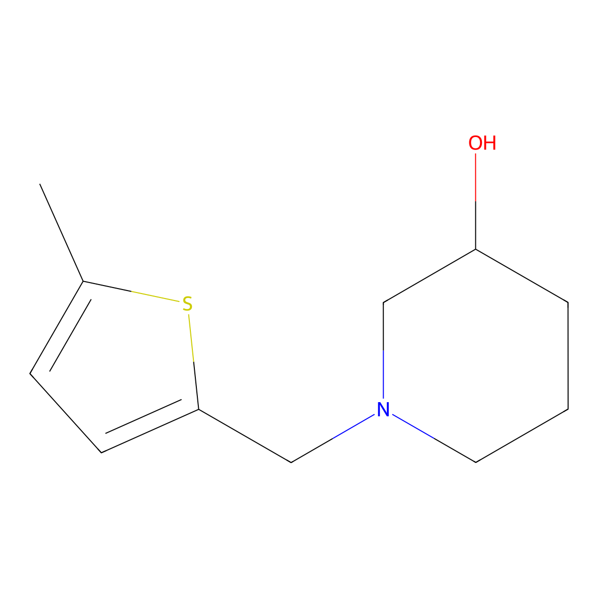 1-((5-Methylthiophen-2-yl)methyl)piperidin-3-ol molecular structure, CAS 1592340-04-9