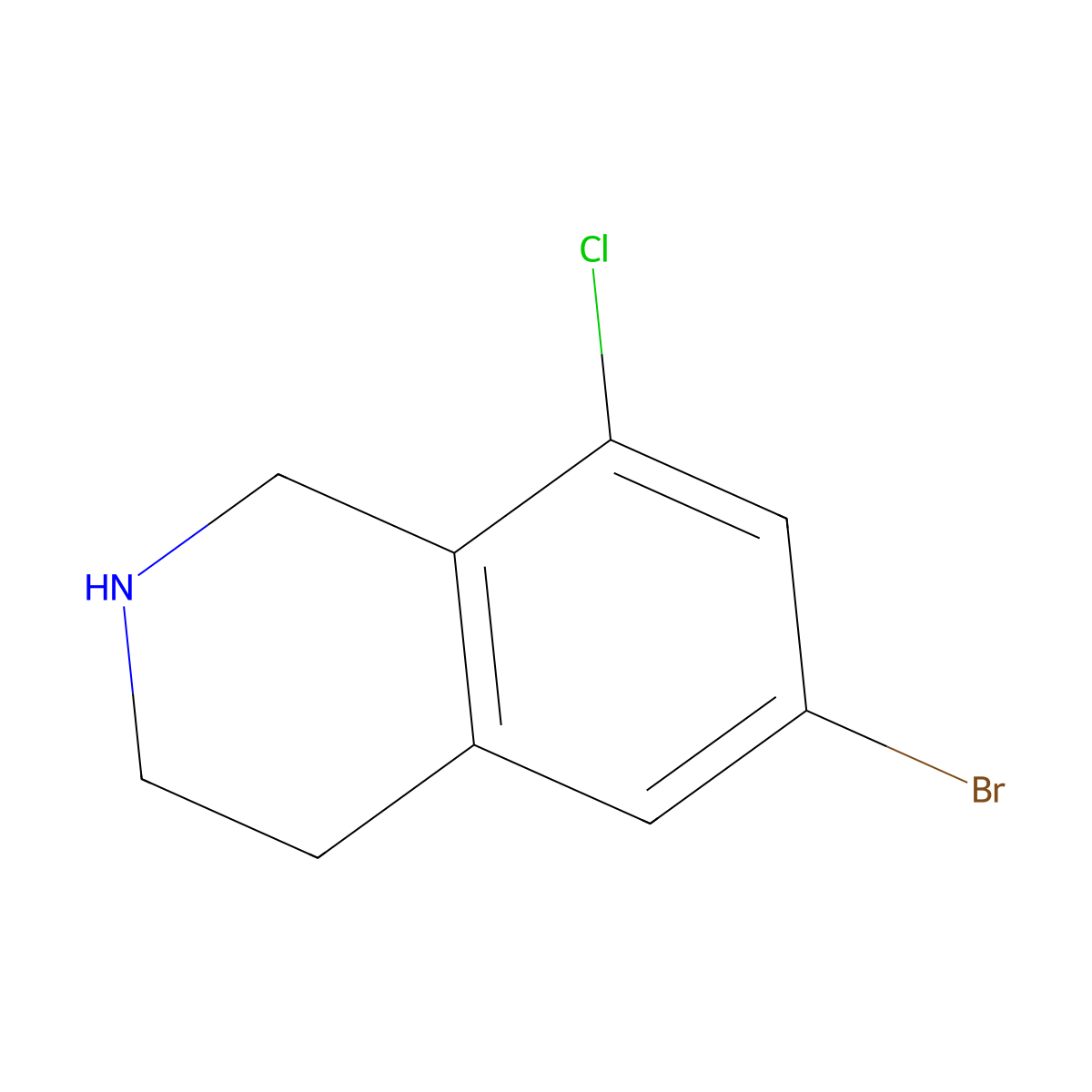 6-Bromo-8-chloro-1,2,3,4-tetrahydroisoquinoline molecular structure, CAS 1592348-11-2