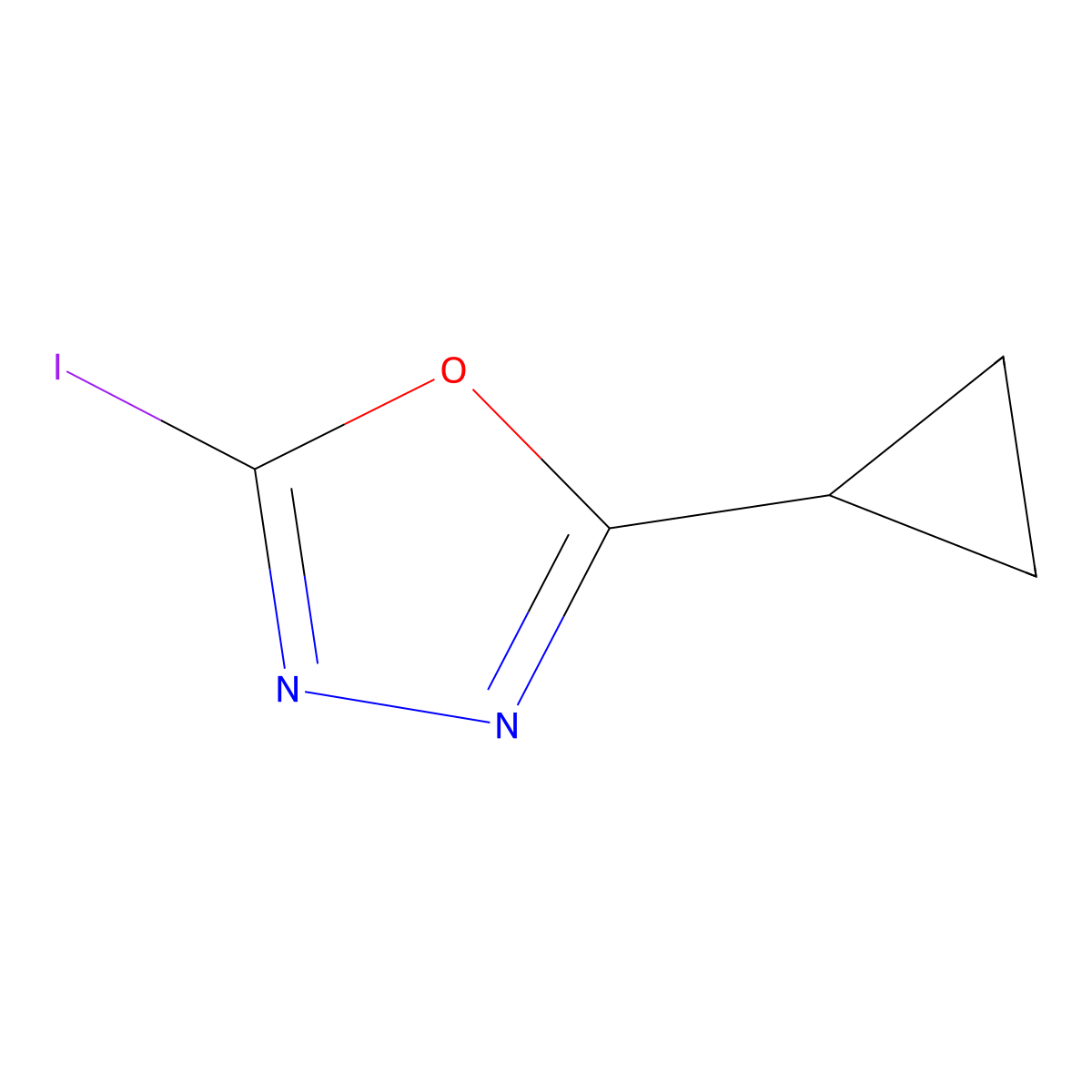 2-Cyclopropyl-5-iodo-1,3,4-oxadiazole molecular structure, CAS 1592357-20-4