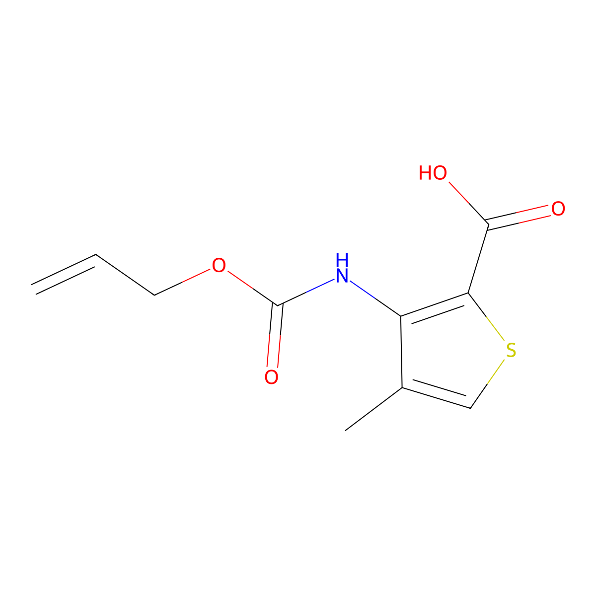 4-Methyl-3-{[(prop-2-en-1-yloxy)carbonyl]amino}thiophene-2-carboxylic acid molecular structure, CAS 1592358-32-1