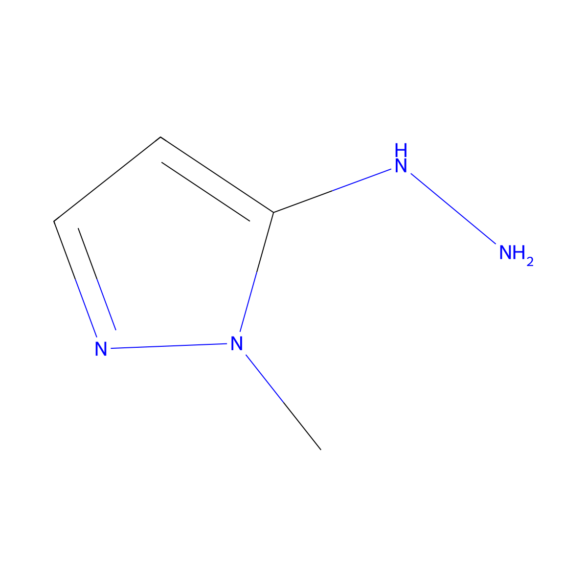 5-hydrazinyl-1-methyl-1H-pyrazole molecular structure, CAS 1592362-75-8