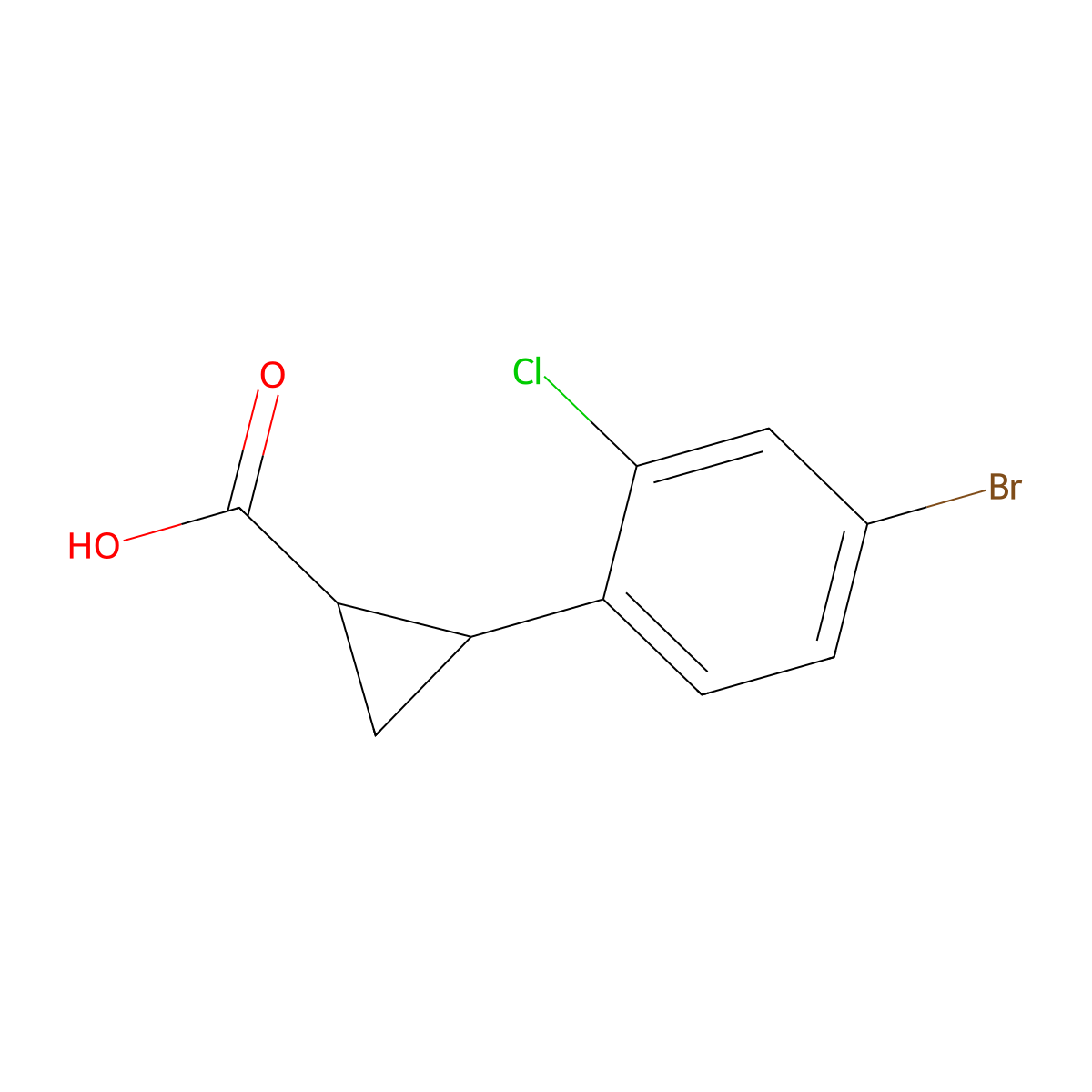 2-(4-Bromo-2-chlorophenyl)cyclopropane-1-carboxylic acid molecular structure, CAS 1592374-42-9