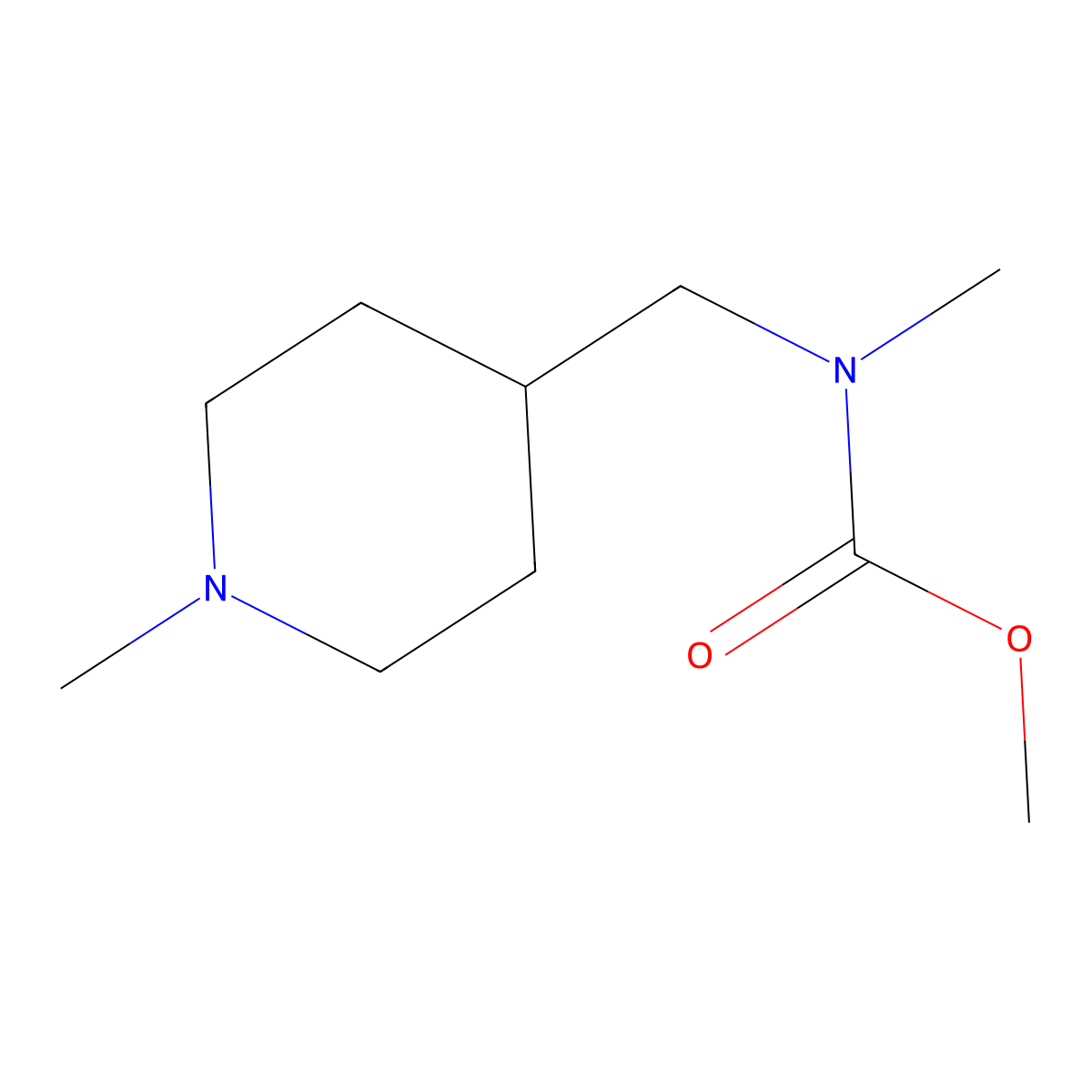 methyl N-methyl-N-((1-methylpiperidin-4-yl)methyl)carbamate molecular structure, CAS 1592376-78-7