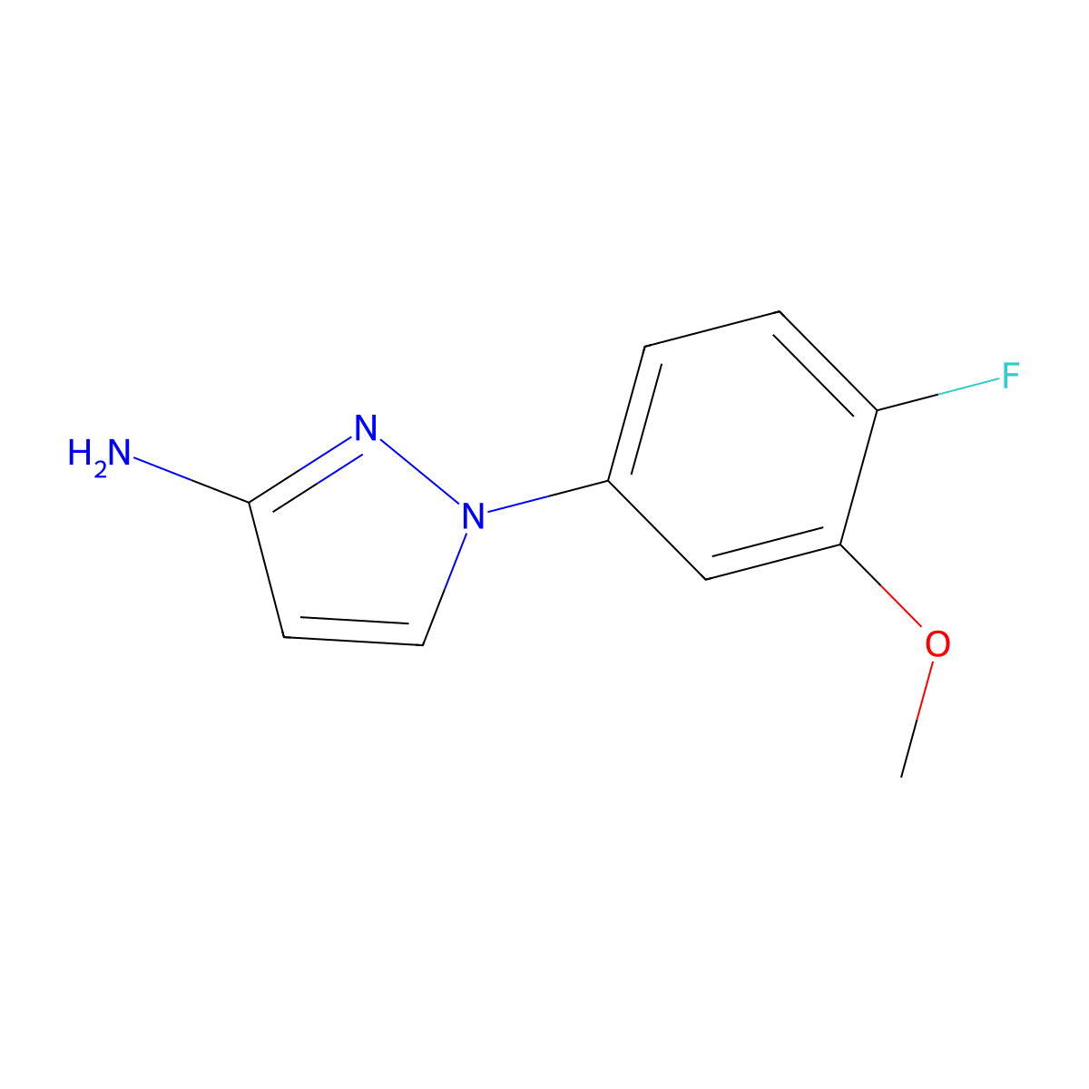 1-(4-fluoro-3-methoxyphenyl)-1H-pyrazol-3-amine molecular structure, CAS 1592378-06-7