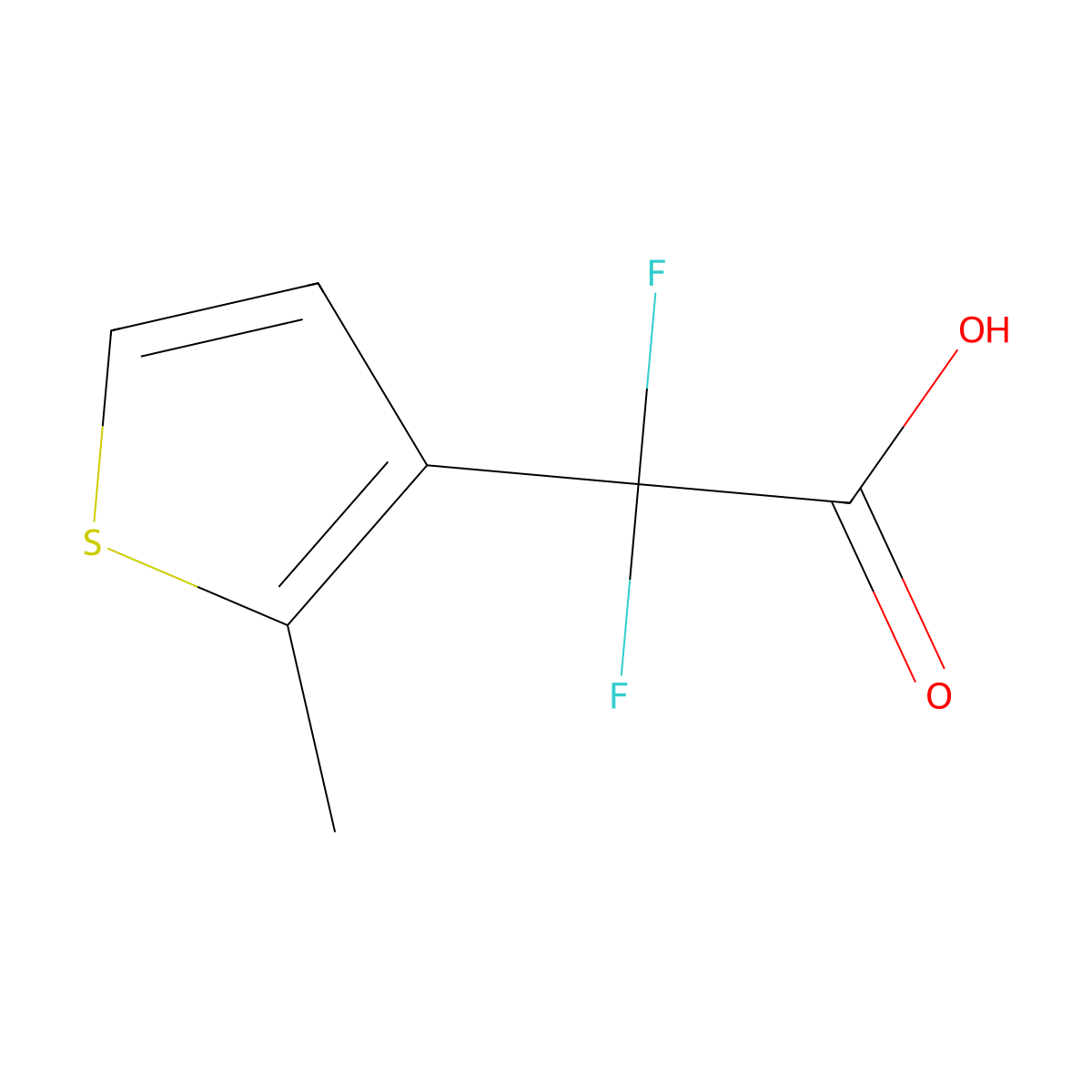 2,2-Difluoro-2-(2-methylthiophen-3-yl)acetic acid molecular structure, CAS 1592397-69-7