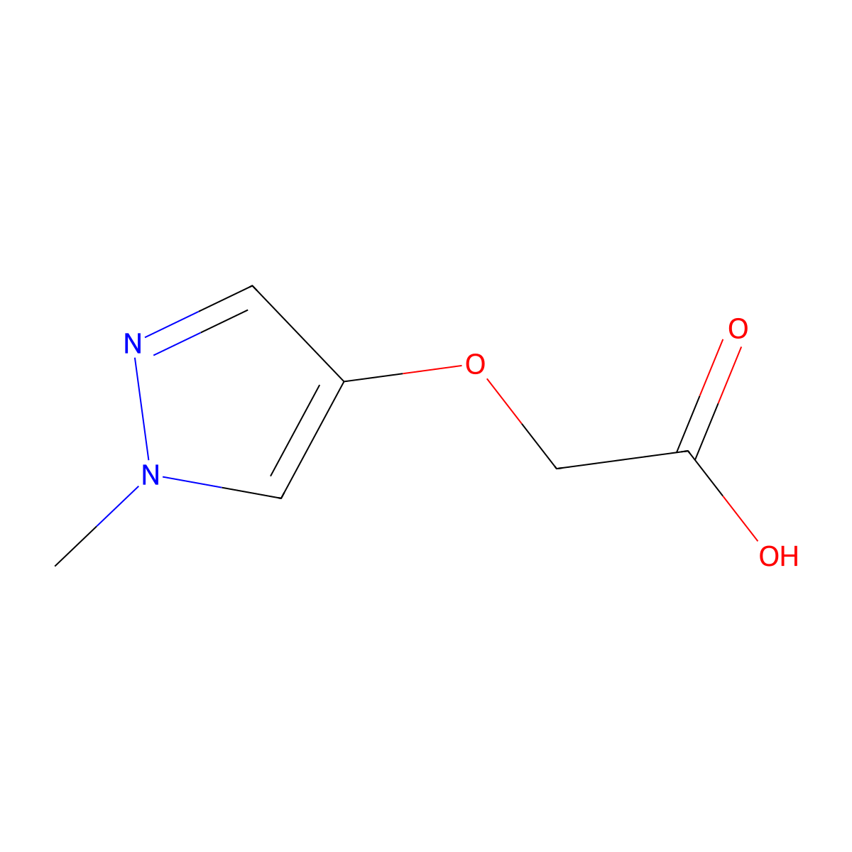 2-[(1-methyl-1H-pyrazol-4-yl)oxy]acetic acid molecular structure, CAS 1592408-08-6