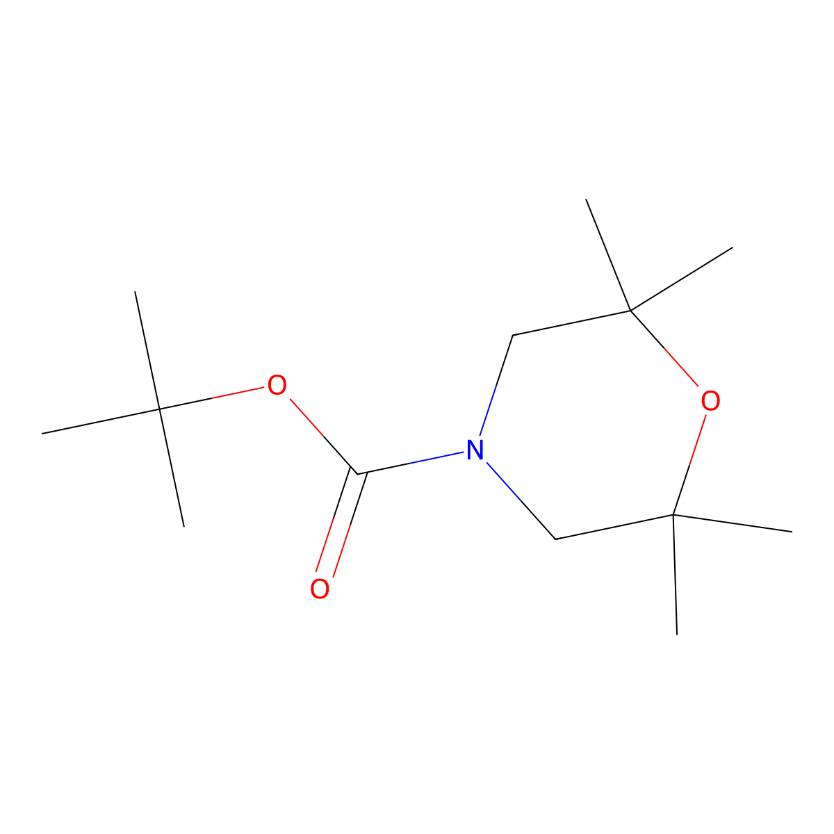 Tert-butyl 2,2,6,6-tetramethylmorpholine-4-carboxylate molecular structure, CAS 1592439-44-5