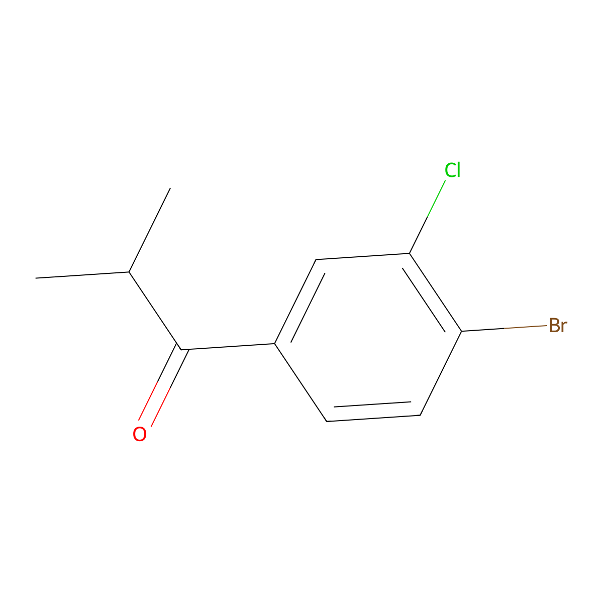 1-(4-Bromo-3-chlorophenyl)-2-methylpropan-1-one molecular structure, CAS 1592443-36-1
