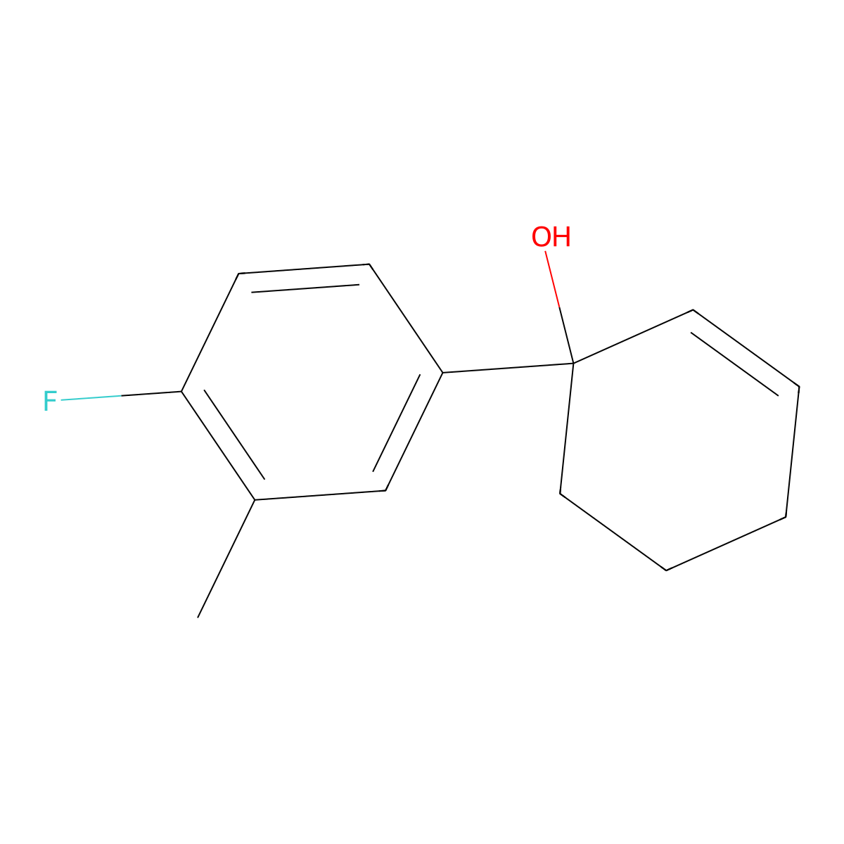 1-(4-Fluoro-3-methylphenyl)-2-cyclohexen-1-ol molecular structure, CAS 1592460-58-6