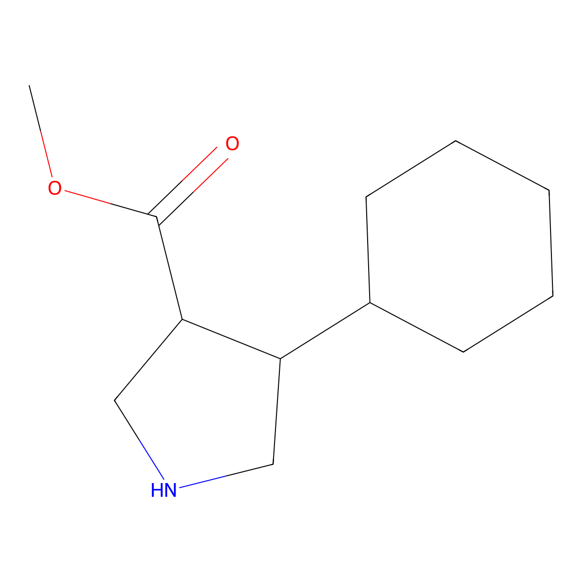 Methyl 4-cyclohexylpyrrolidine-3-carboxylate molecular structure, CAS 1592469-97-0