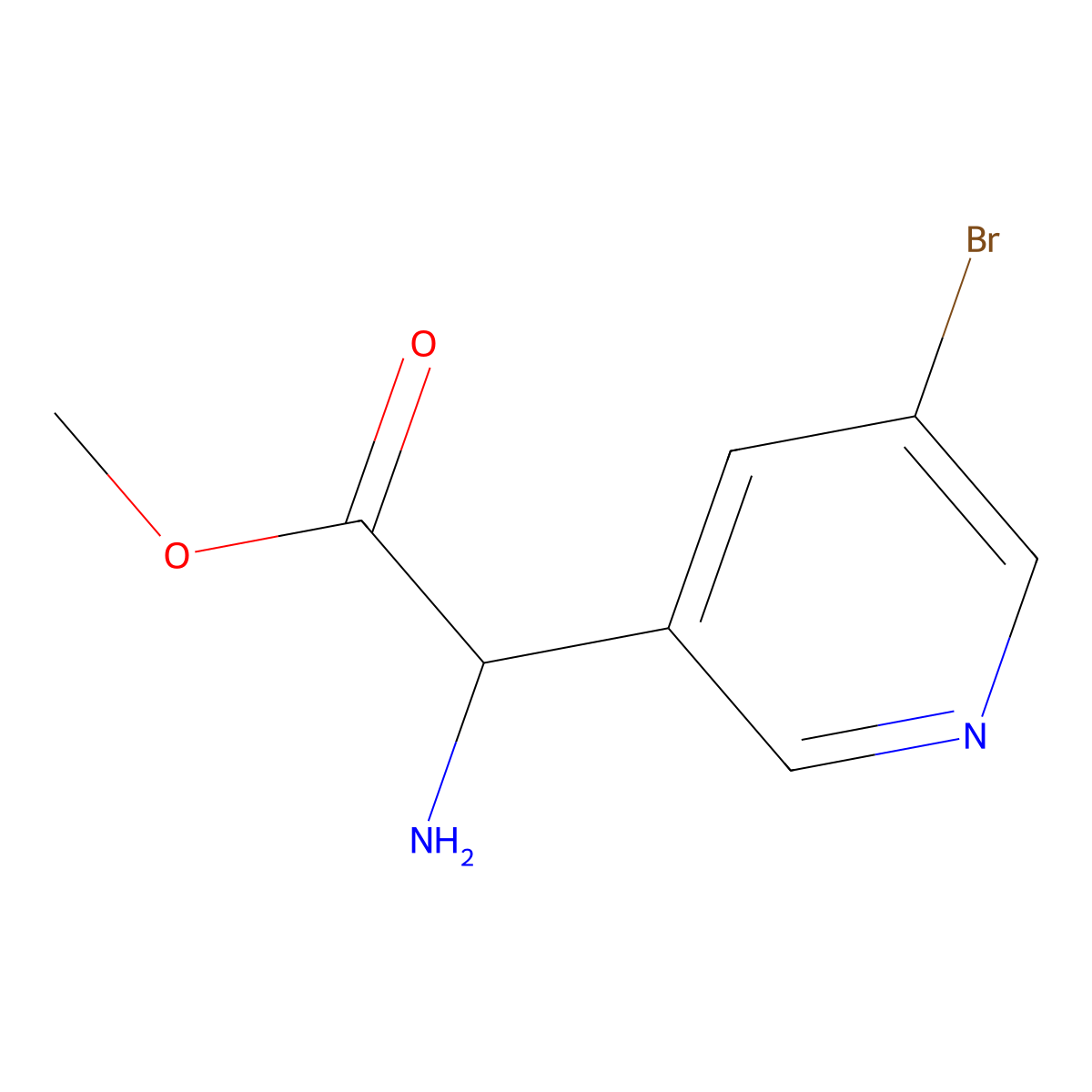 Methyl 2-amino-2-(5-bromopyridin-3-yl)acetate molecular structure, CAS 1592477-64-9