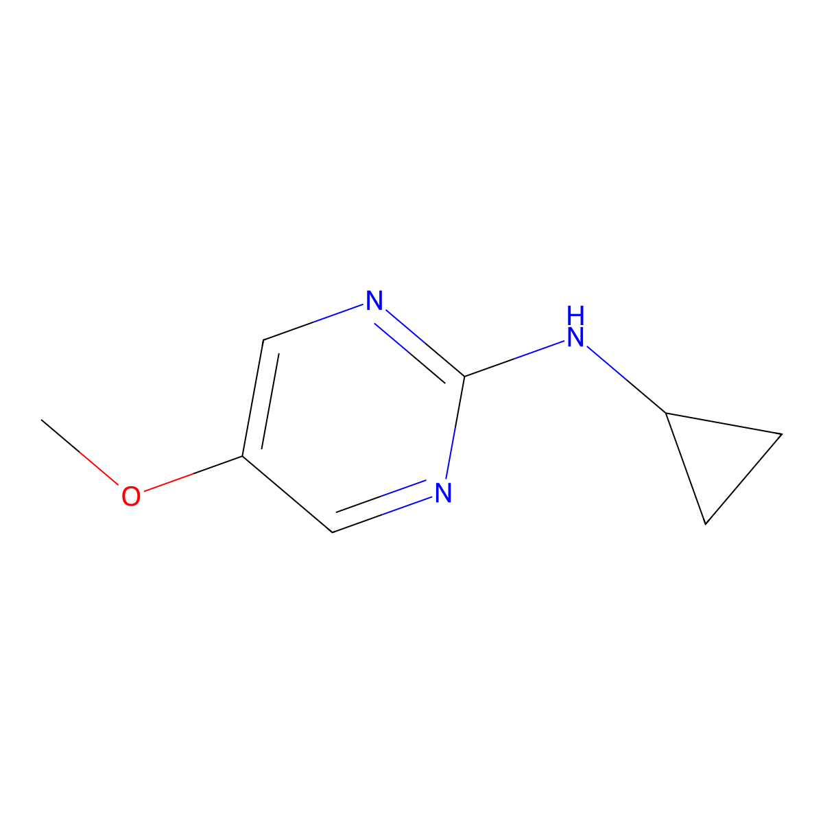 N-cyclopropyl-5-methoxypyrimidin-2-amine molecular structure, CAS 1592535-60-8