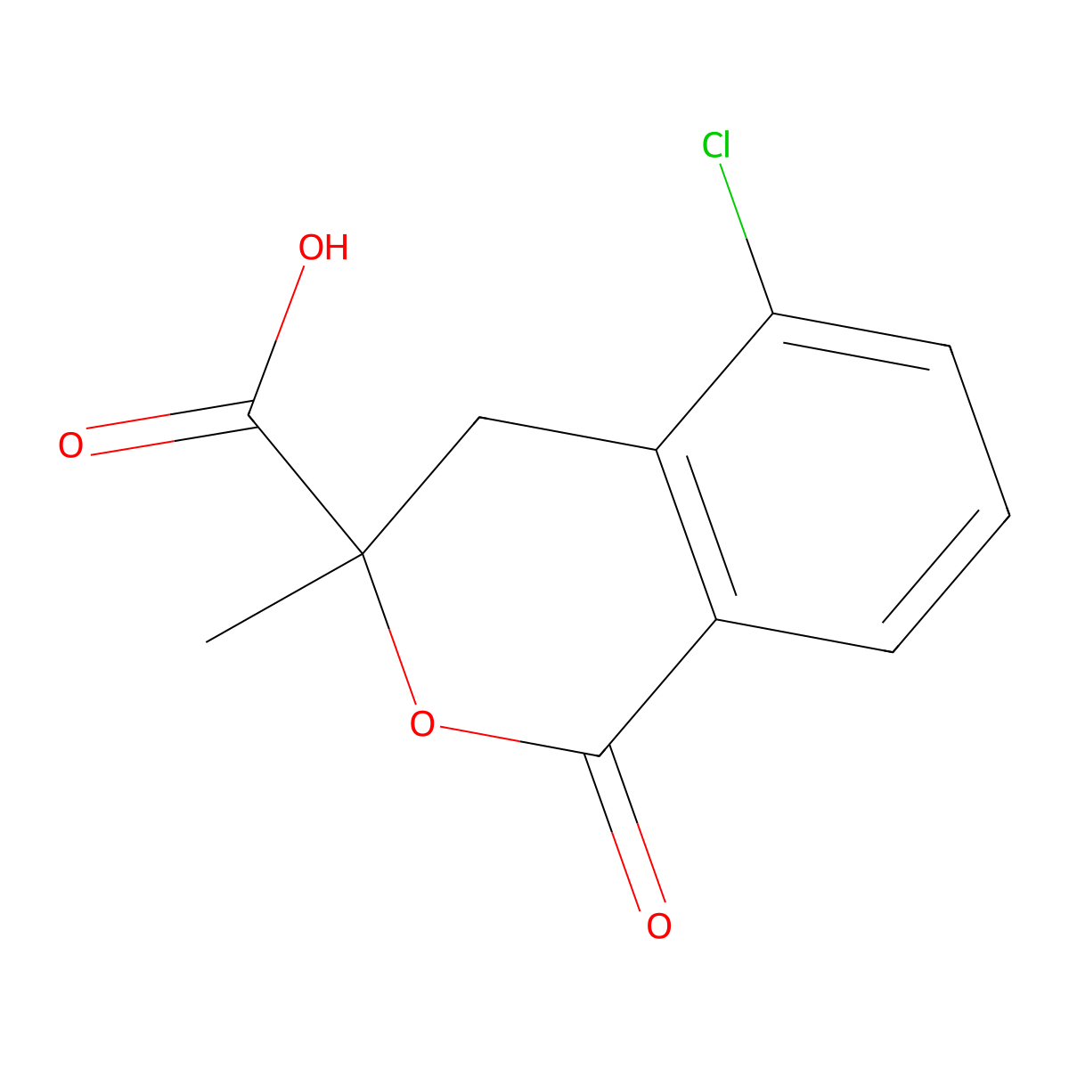 5-chloro-3-methyl-1-oxo-3,4-dihydro-1H-2-benzopyran-3-carboxylic acid molecular structure, CAS 1592560-32-1