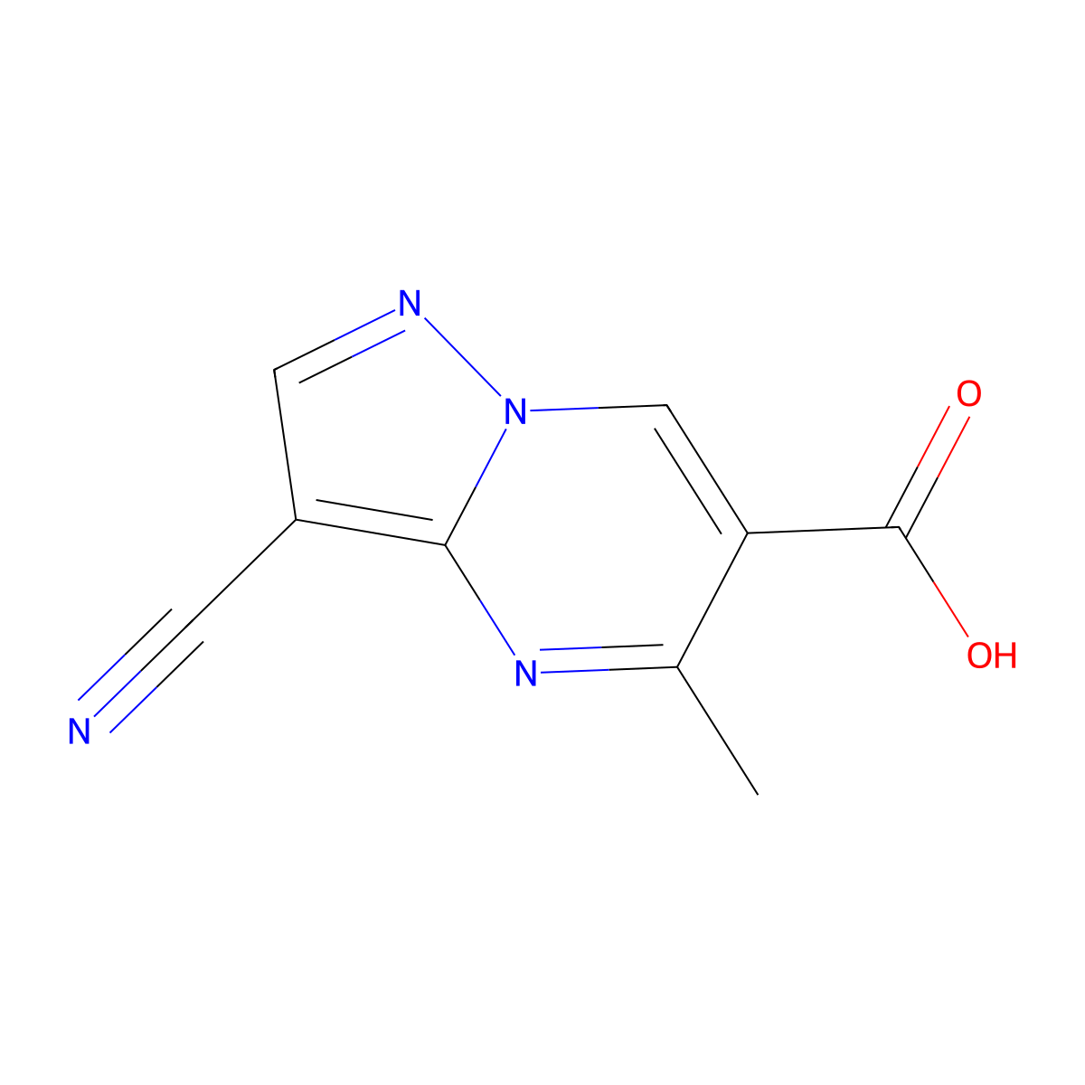 3-Cyano-5-methylpyrazolo[1,5-a]pyrimidine-6-carboxylic acid molecular structure, CAS 1592568-05-2