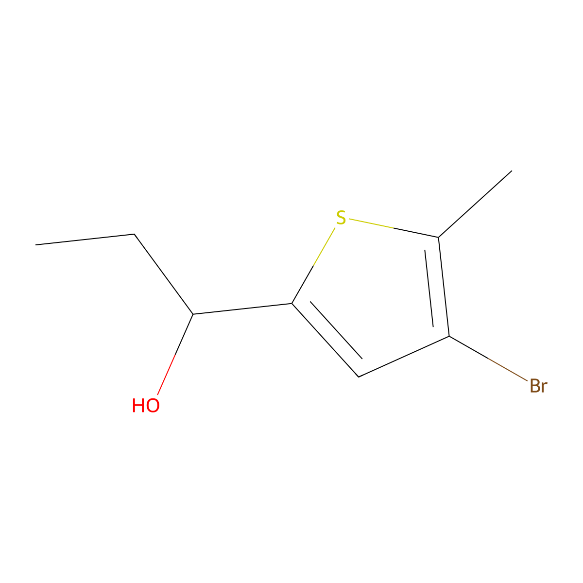4-Bromo-alpha-ethyl-5-methyl-2-thiophenemethanol molecular structure, CAS 1592568-16-5