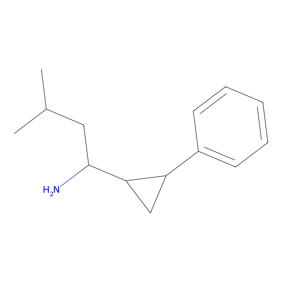 3-Methyl-1-(2-phenylcyclopropyl)butan-1-amine molecular structure, CAS 1592575-68-2