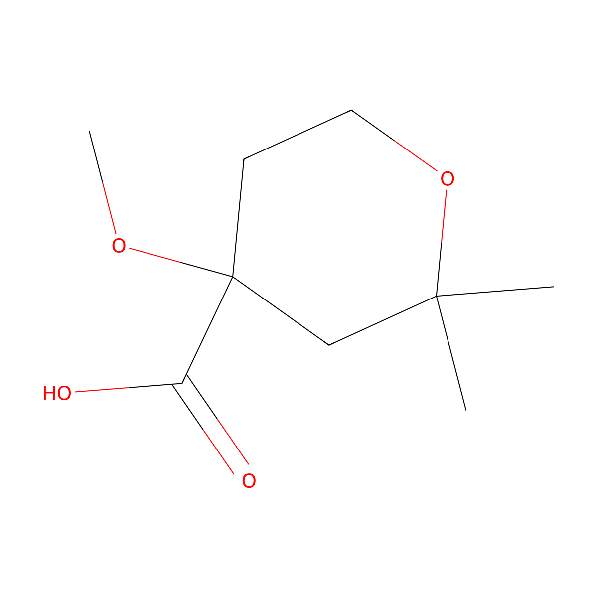 4-Methoxy-2,2-dimethyloxane-4-carboxylic acid molecular structure, CAS 1592594-01-8