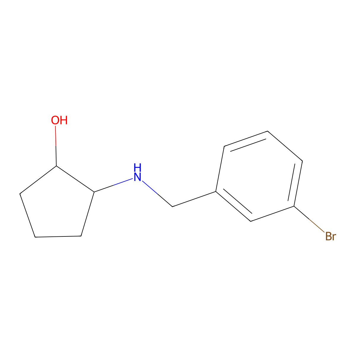 (1S,2S)-2-{[(3-bromophenyl)methyl]amino}cyclopentan-1-ol molecular structure, CAS 1592598-07-6