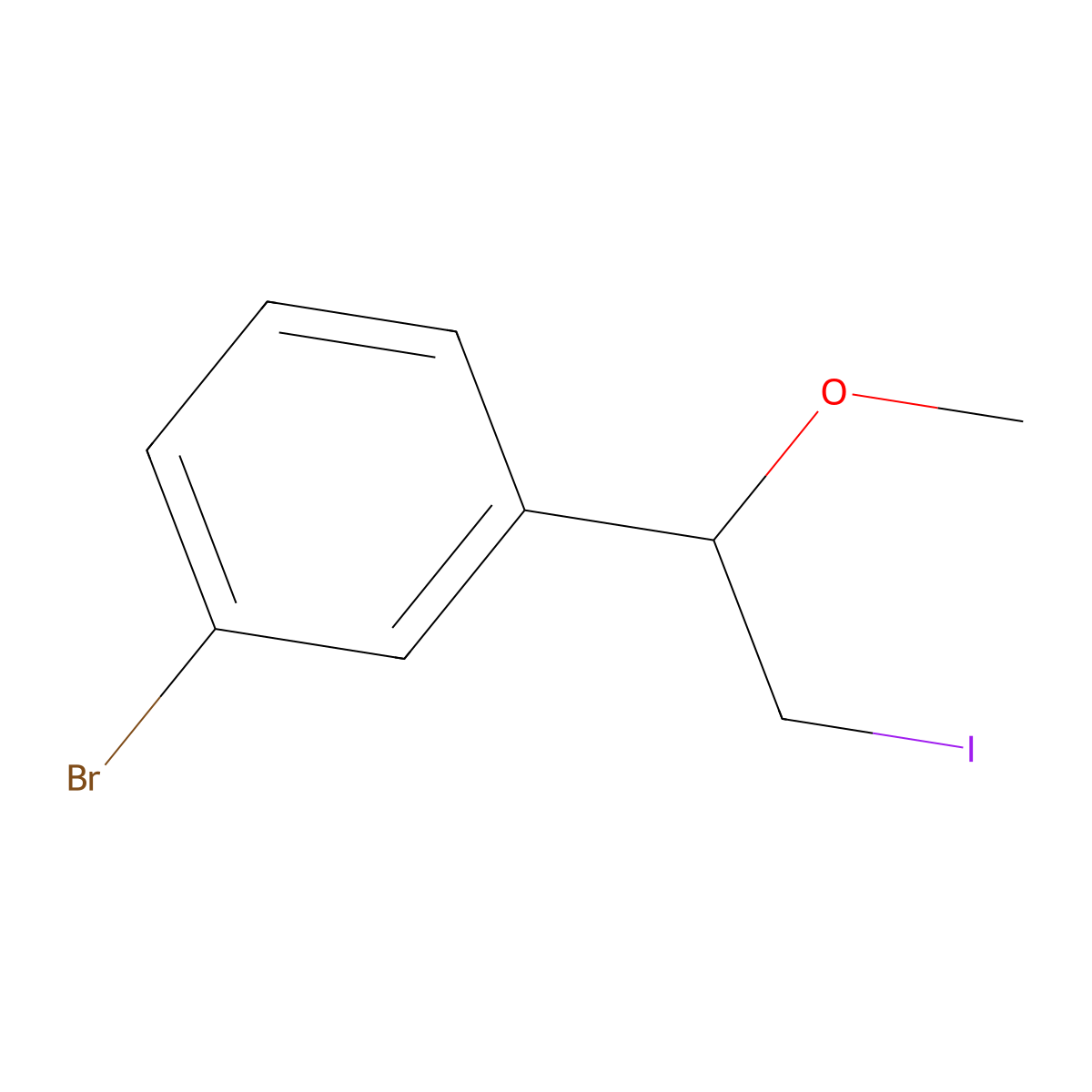 1-Bromo-3-(2-iodo-1-methoxyethyl)benzene molecular structure, CAS 1592599-09-1