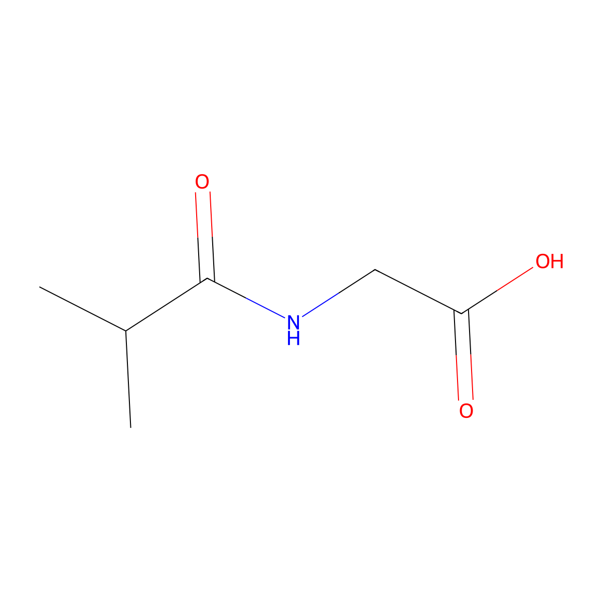 Isobutyrylglycine molecular structure, CAS 15926-18-8