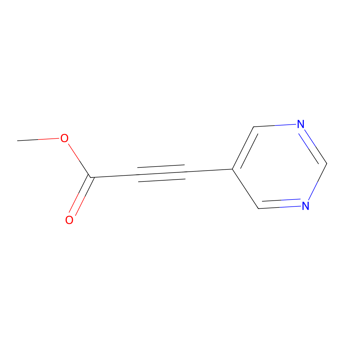 Methyl 3-(pyrimidin-5-yl)prop-2-ynoate molecular structure, CAS 1592602-23-7