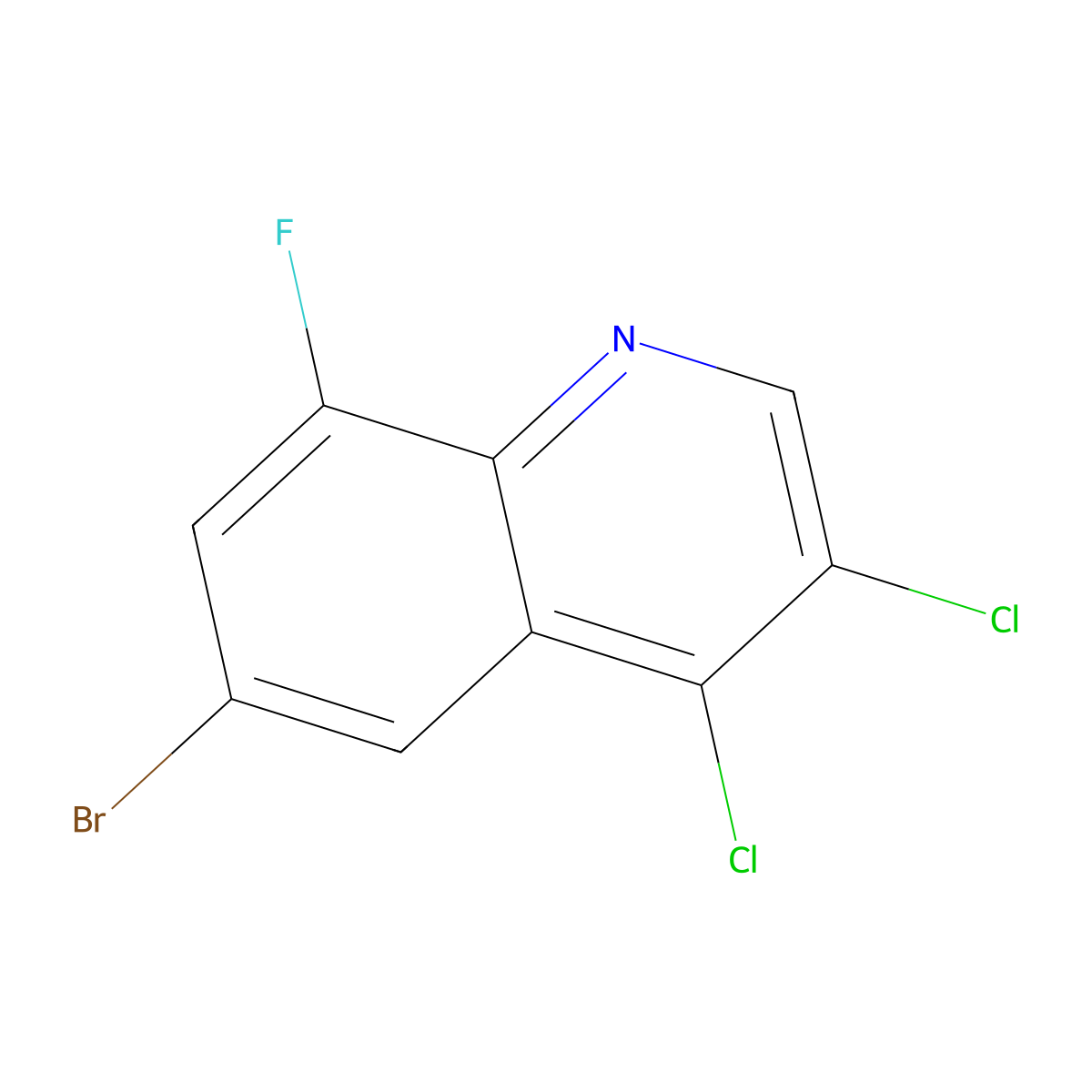 6-Bromo-3,4-dichloro-8-fluoroquinoline molecular structure, CAS 1592616-57-3