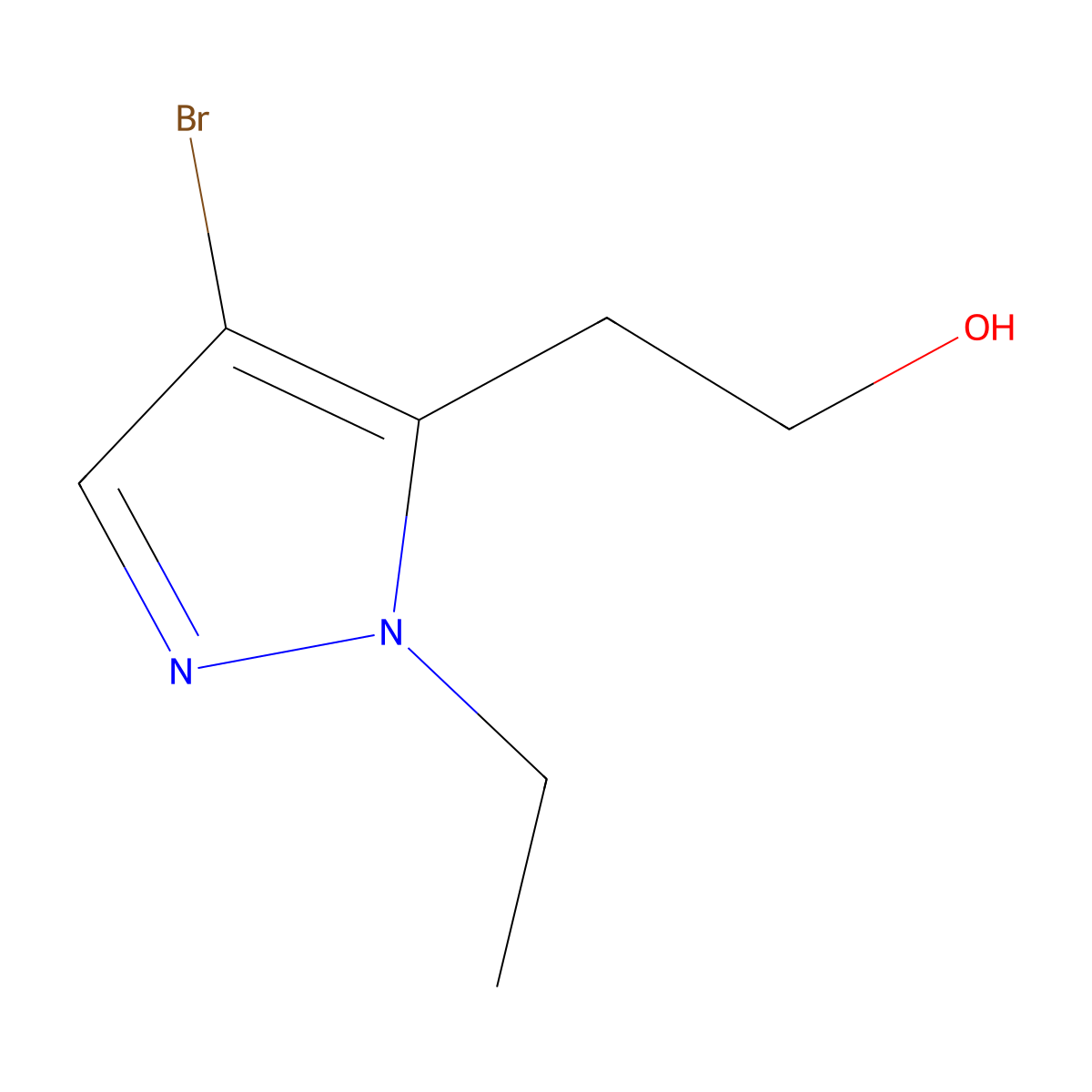 2-(4-bromo-1-ethyl-1H-pyrazol-5-yl)ethan-1-ol molecular structure, CAS 1592703-01-9