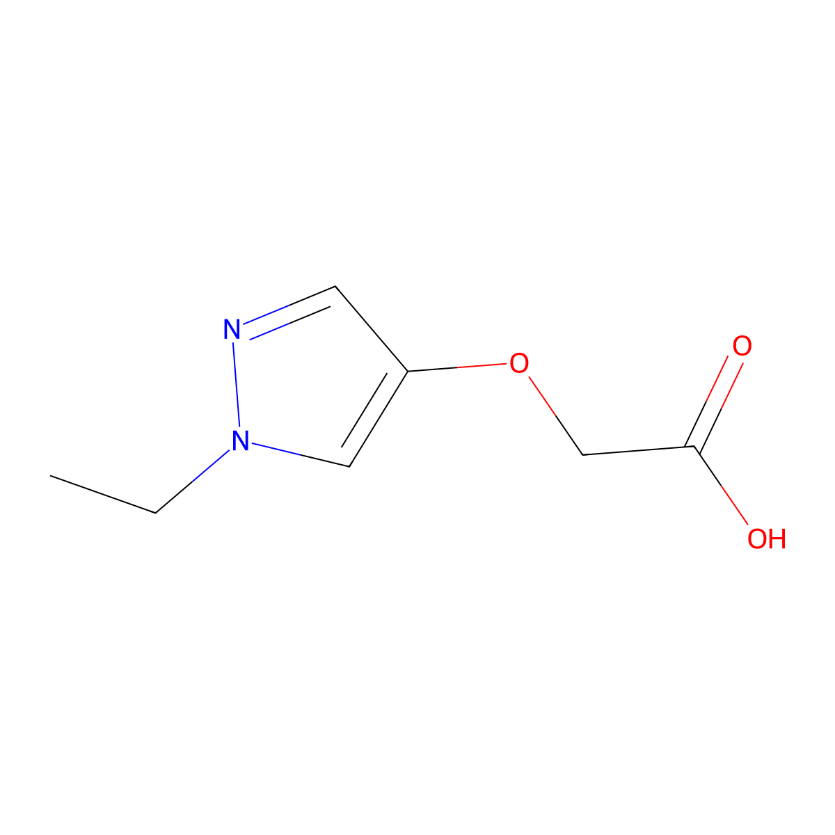 (1-Ethyl-1H-pyrazol-4-yloxy)-acetic acid molecular structure, CAS 1592704-22-7