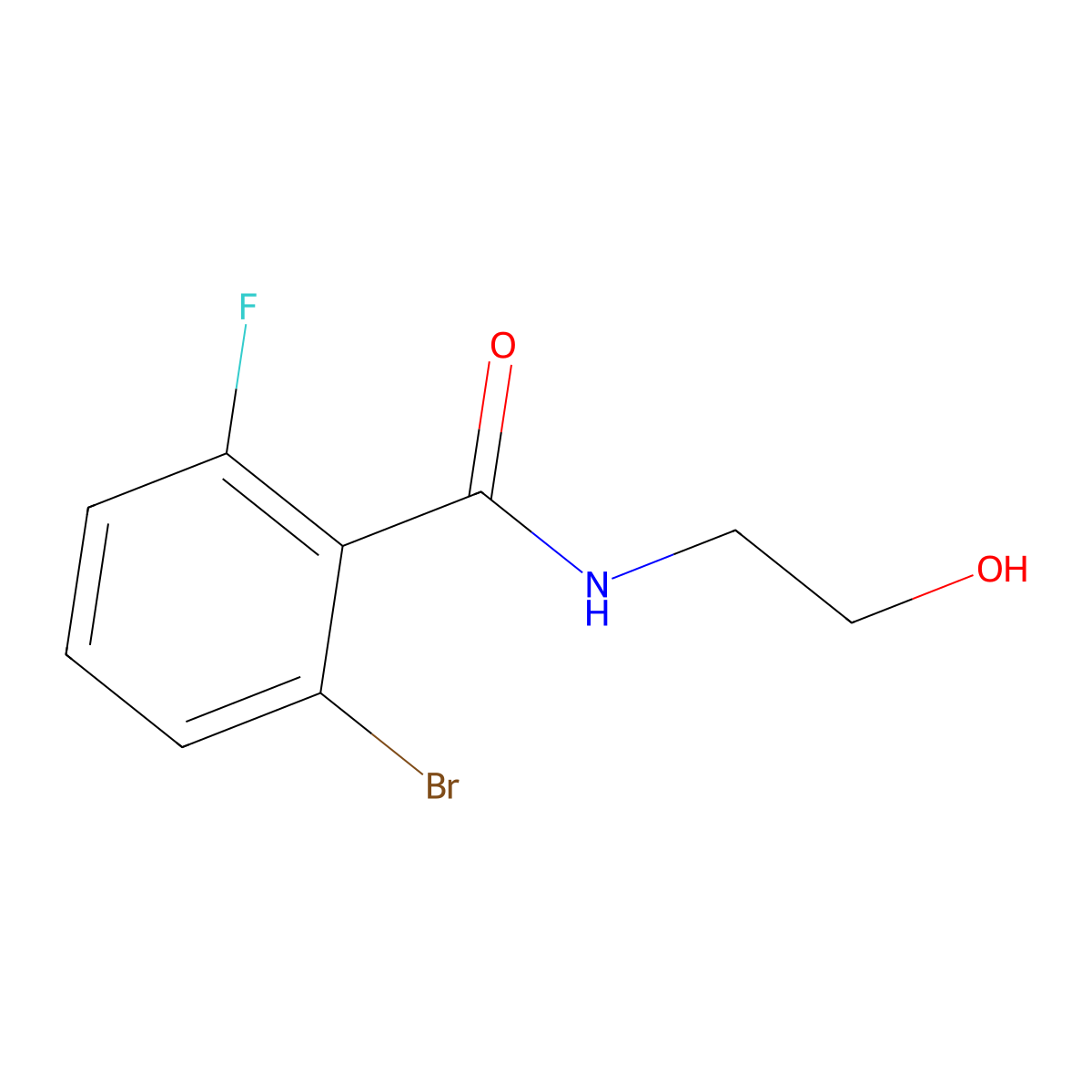 2-Bromo-6-fluoro-N-(2-hydroxyethyl)benzamide molecular structure, CAS 1592725-80-8