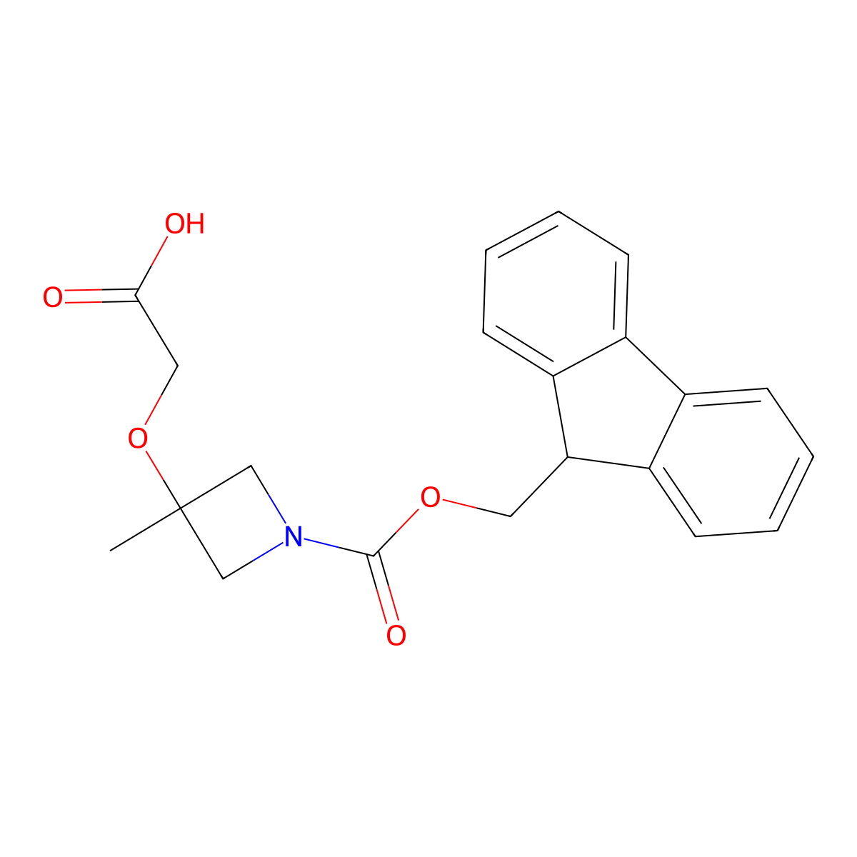 2-((1-(((9H-Fluoren-9-yl)methoxy)carbonyl)-3-methylazetidin-3-yl)oxy)acetic acid molecular structure, CAS 1592739-14-4