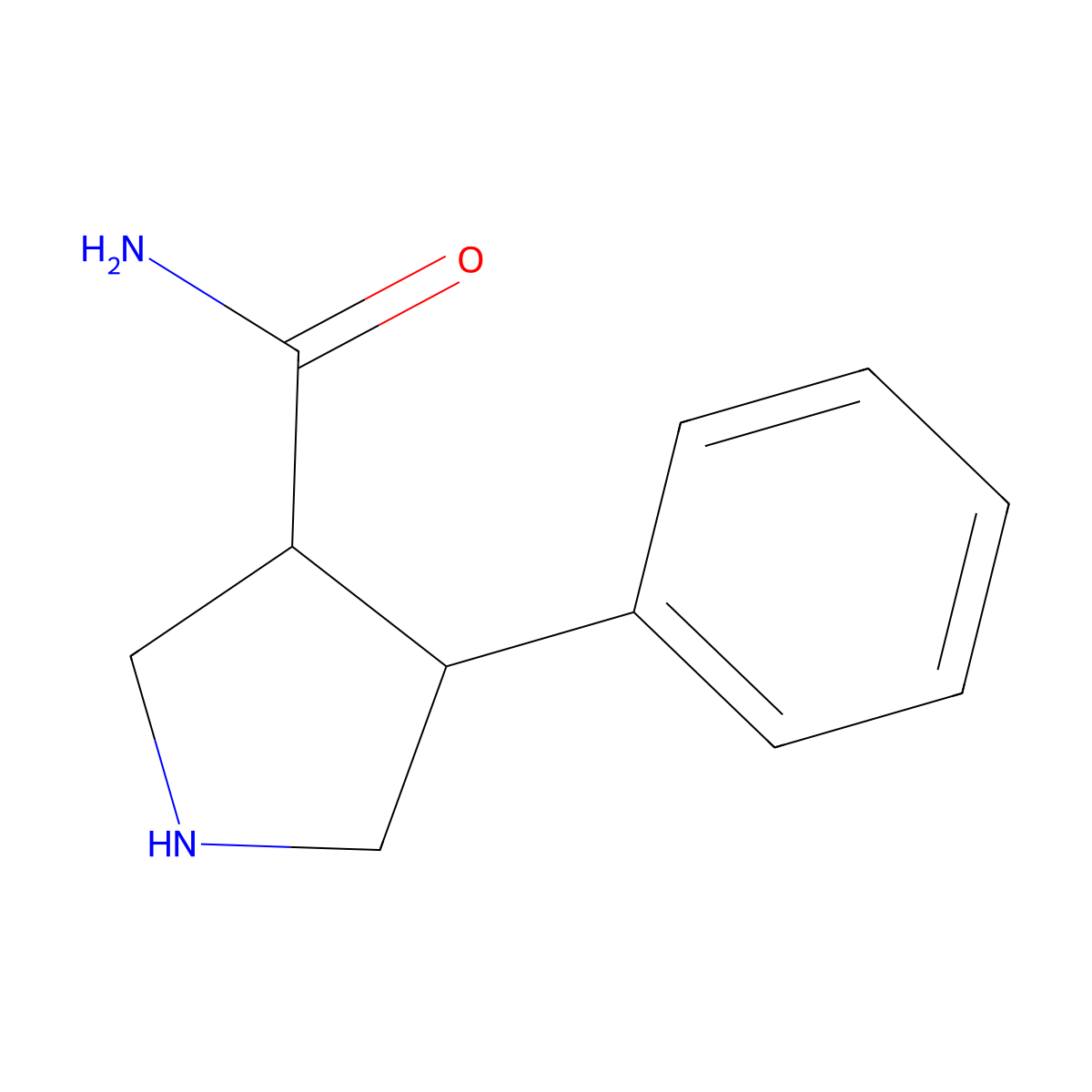 4-Phenylpyrrolidine-3-carboxamide molecular structure, CAS 1592744-59-6