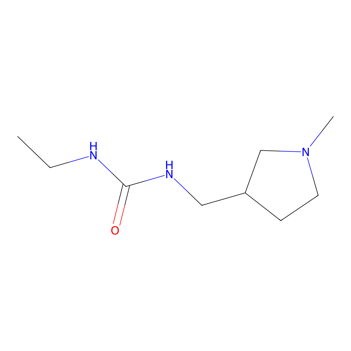 3-Ethyl-1-[(1-methylpyrrolidin-3-yl)methyl]urea molecular structure, CAS 1592747-54-0