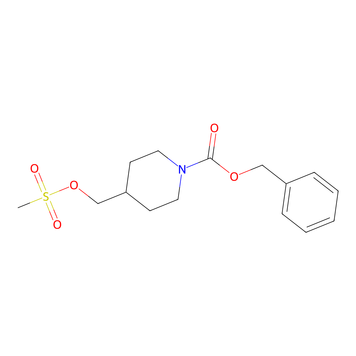 Benzyl 4-(((methylsulfonyl)oxy)methyl)piperidine-1-carboxylate molecular structure, CAS 159275-16-8