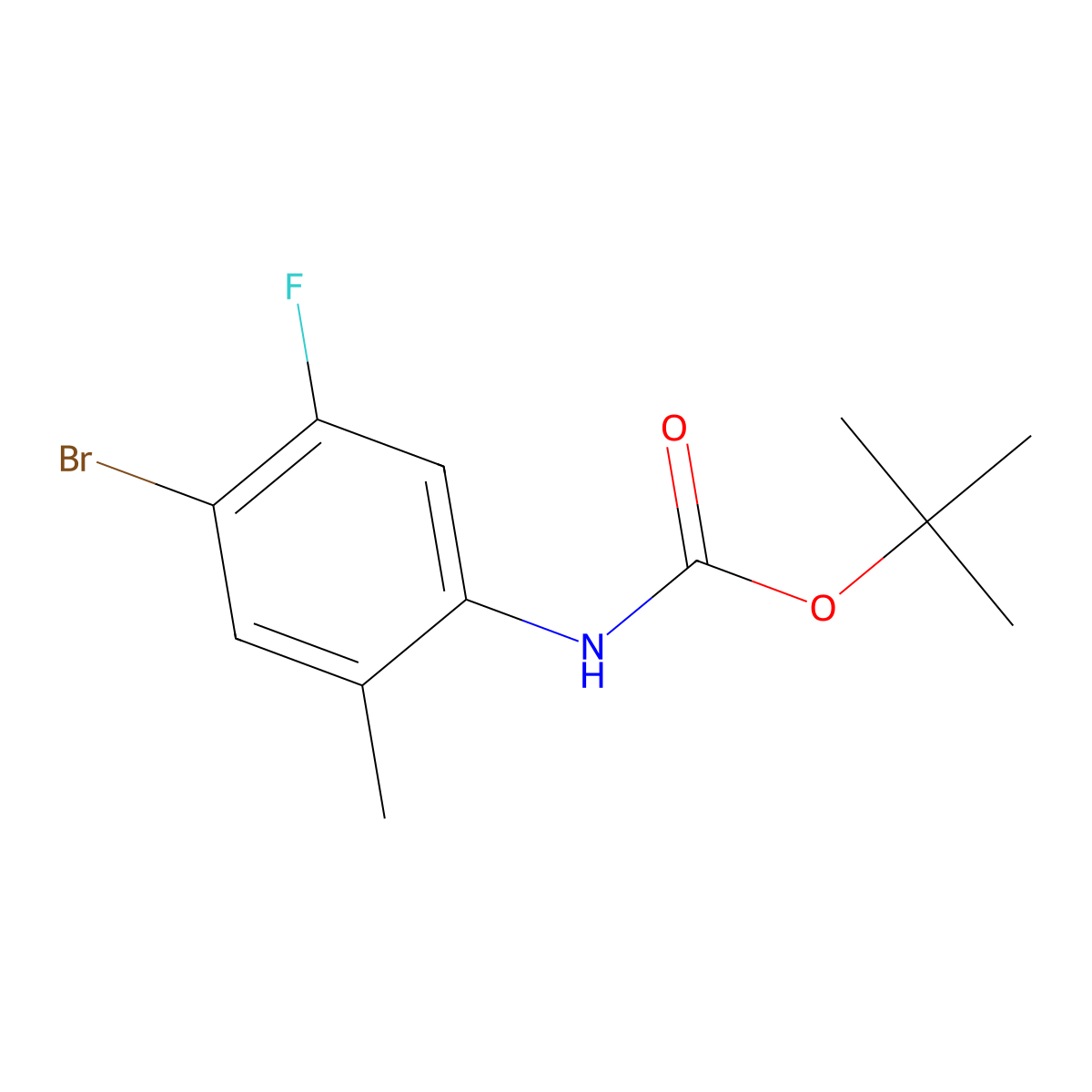 tert-butyl N-(4-bromo-5-fluoro-2-methylphenyl)carbamate molecular structure, CAS 1592753-64-4