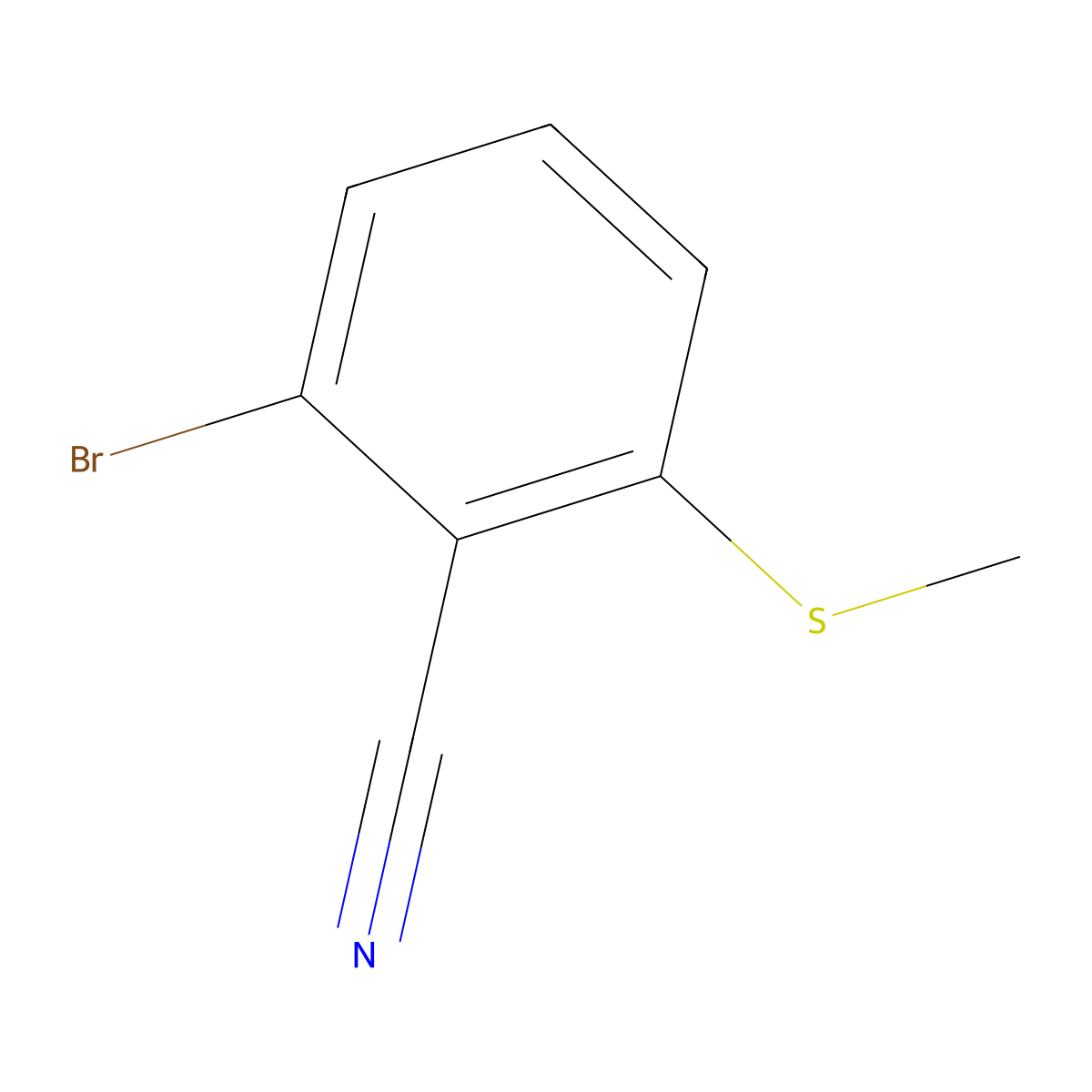 2-Bromo-6-(methylthio)benzonitrile molecular structure, CAS 1592757-64-6