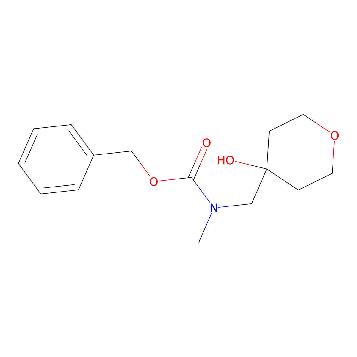benzyl N-[(4-hydroxyoxan-4-yl)methyl]-N-methylcarbamate molecular structure, CAS 1592800-33-3