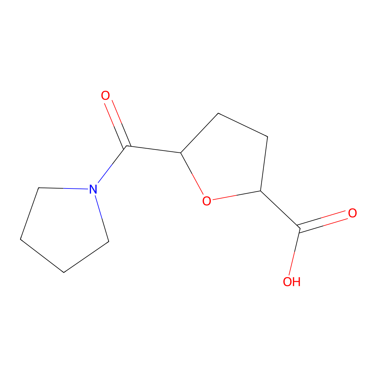 5-(Pyrrolidine-1-carbonyl)oxolane-2-carboxylic acid molecular structure, CAS 1592868-92-2