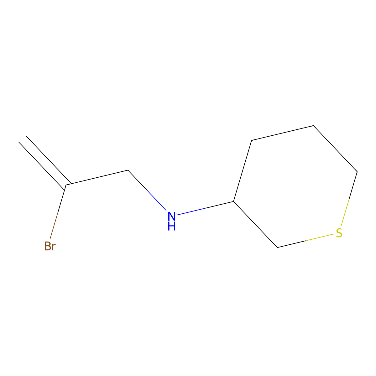 N-(2-Bromoallyl)tetrahydro-2H-thiopyran-3-amine molecular structure, CAS 1592910-34-3