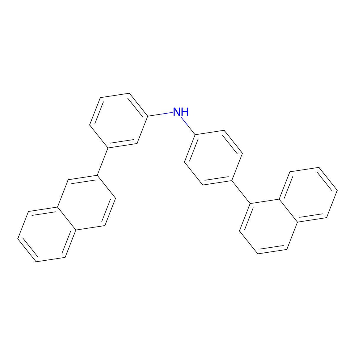 N-(4-(naphthalen-1-yl)phenyl)-3-(naphthalen-2-yl)aniline molecular structure, CAS 1592944-27-8