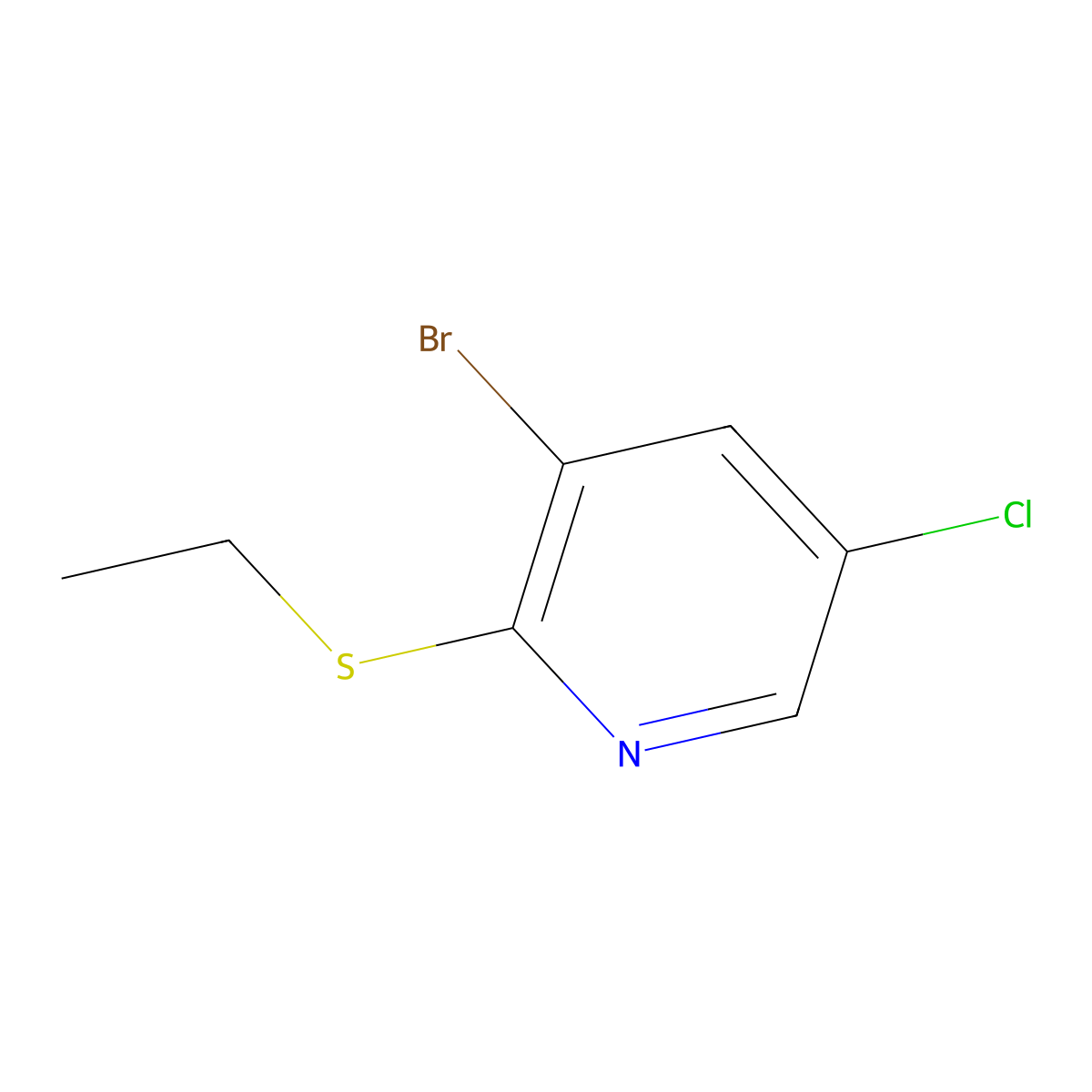 3-Bromo-5-chloro-2-(ethylthio)pyridine molecular structure, CAS 1592981-01-5