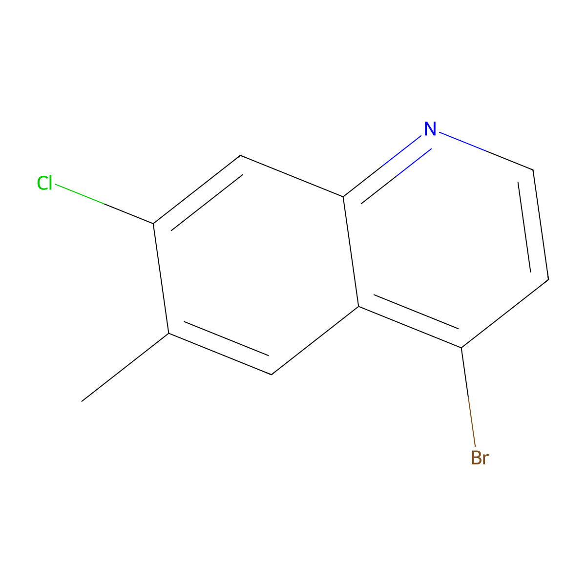 4-Bromo-7-chloro-6-methylquinoline molecular structure, CAS 1592983-59-9
