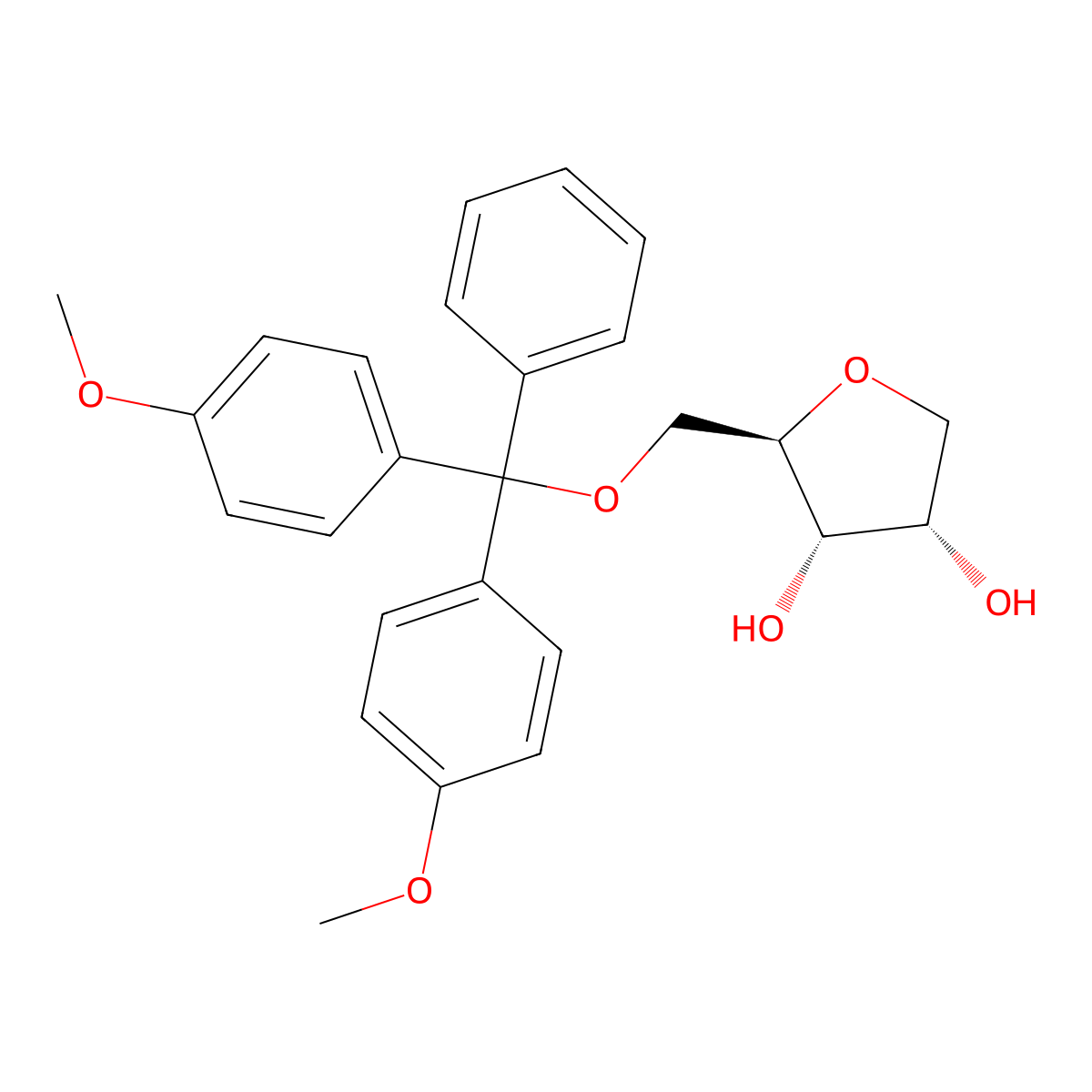 (2R,3S,4S)-2-((bis(4-methoxyphenyl)(phenyl)methoxy)methyl)tetrahydrofuran-3,4-diol molecular structure, CAS 159299-28-2